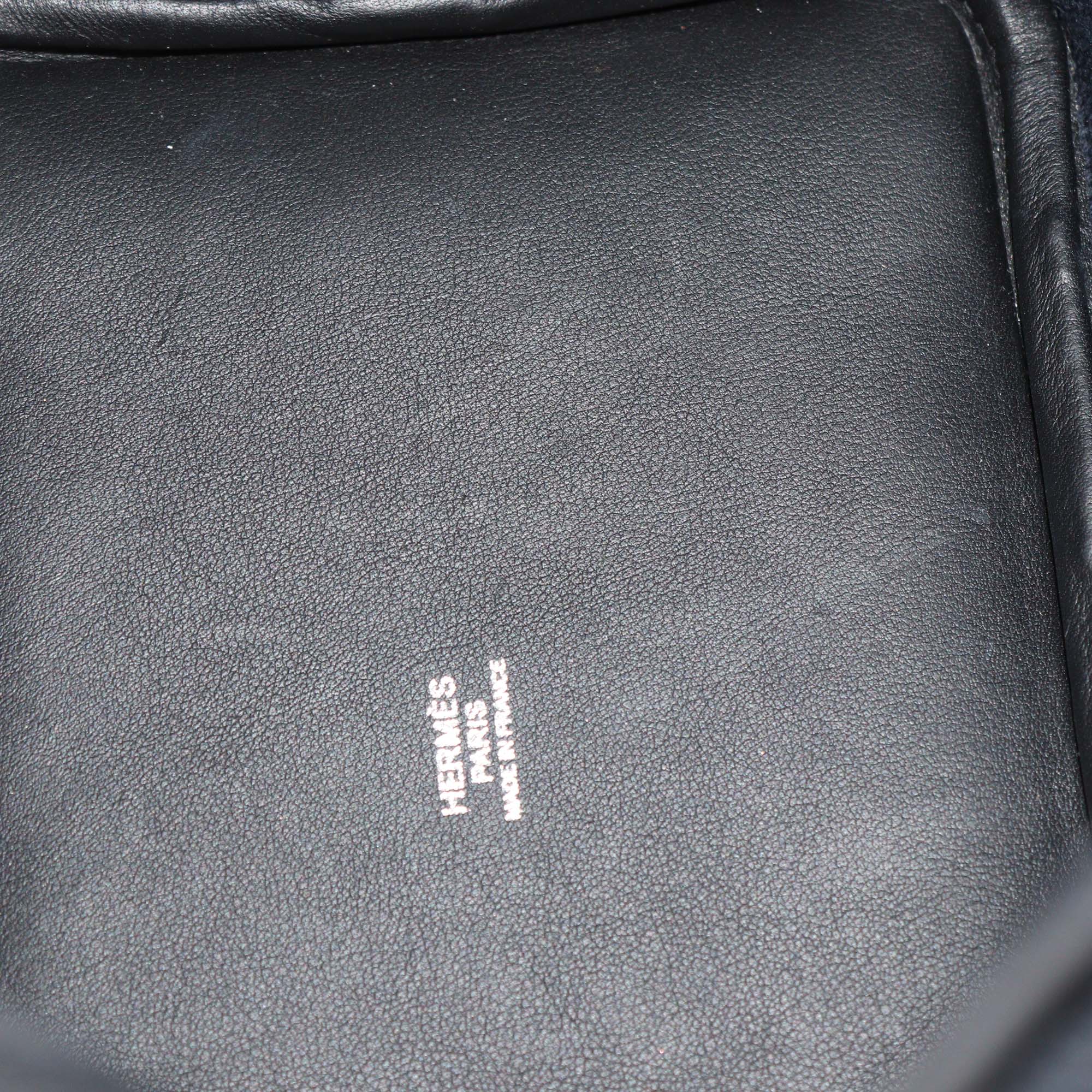 Hermes Black/Blue Marine Toile Goeland and Swift Leather Pockets Picotin Lock 18 Bag