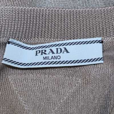 Prada Dark Grey Viscose Ribbed Knit Short Sleeve Top & Long Sleeve Cardigan Set