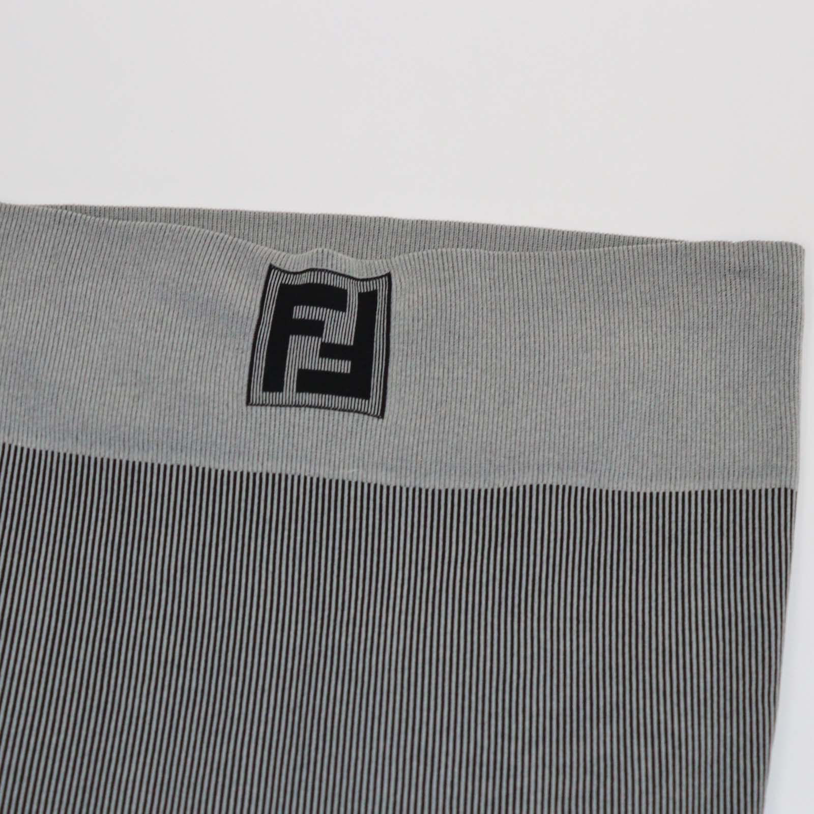 Fendi Grey/Black Jersey Striped Logo Print Sweater & Leggings Set