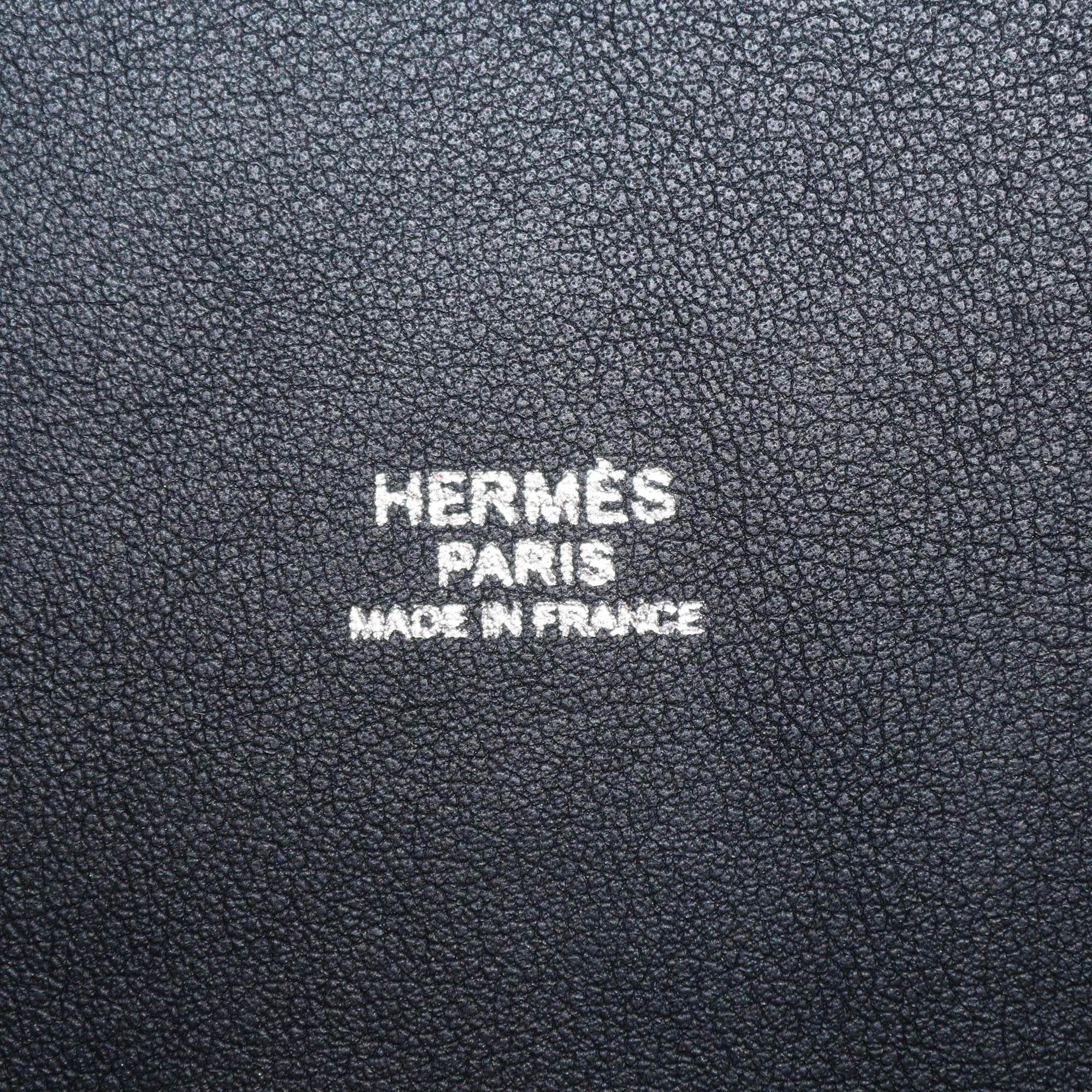 Hermes Black/Blue Marine Toile Goeland and Swift Leather Pockets Picotin Lock 18 Bag