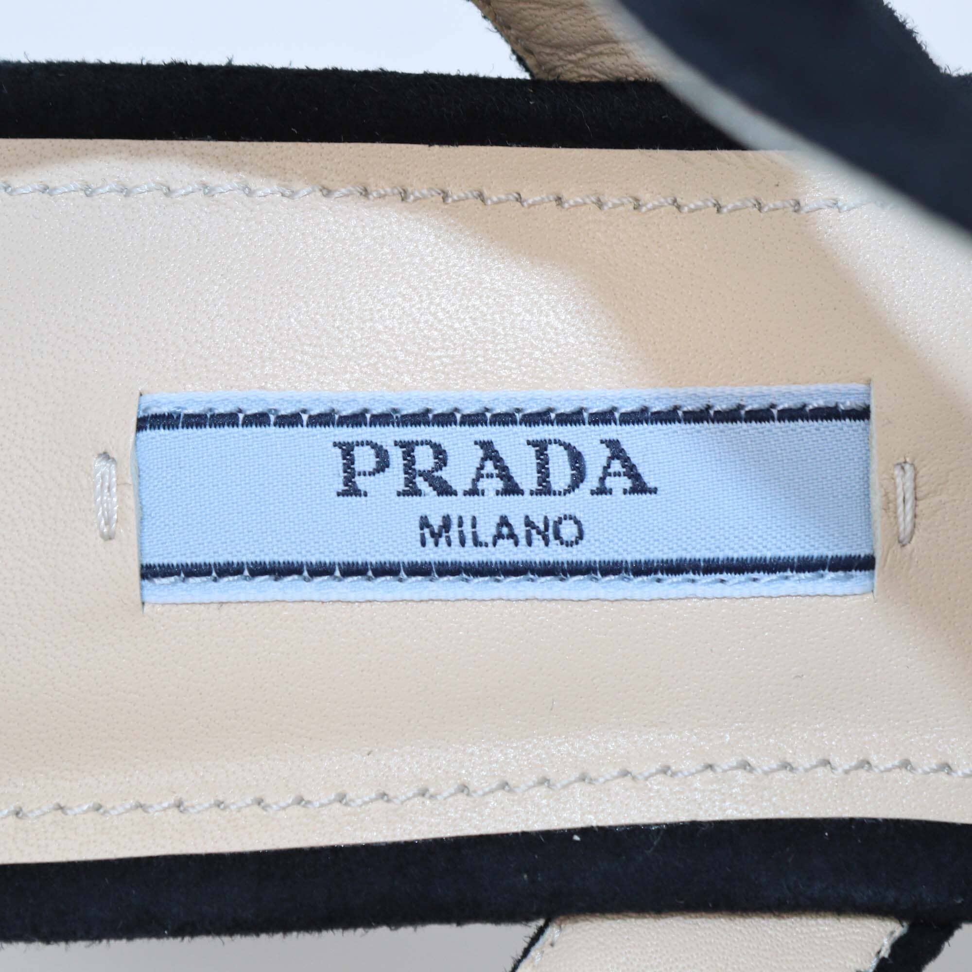 Prada Black Suede Criss Cross Platform Ankle Strap Sandals Womens Prada 