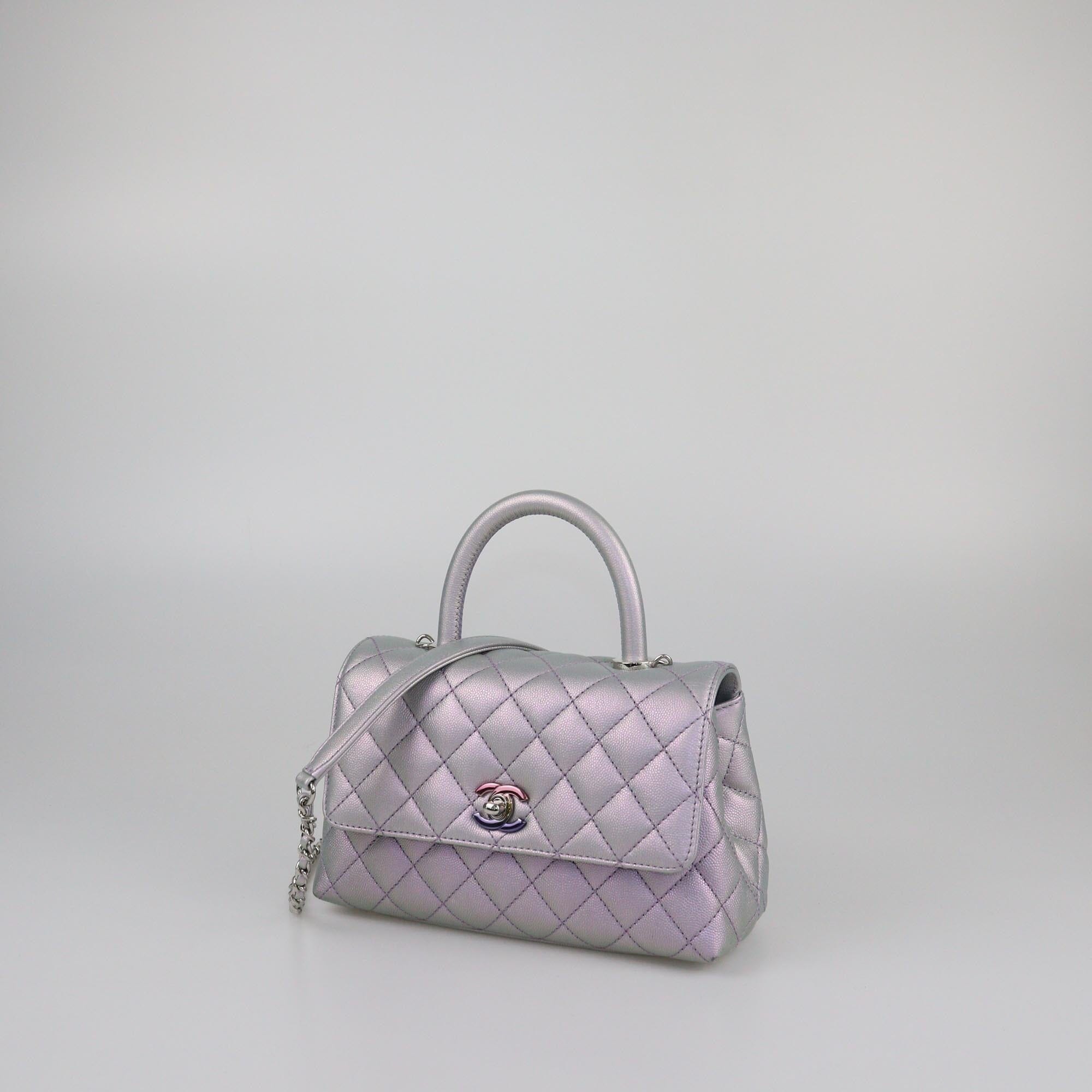 Chanel Metallic Light Purple Iridescent Caviar Quilted Mini Coco Handle Flap Top Handle Bag Womens Chanel 