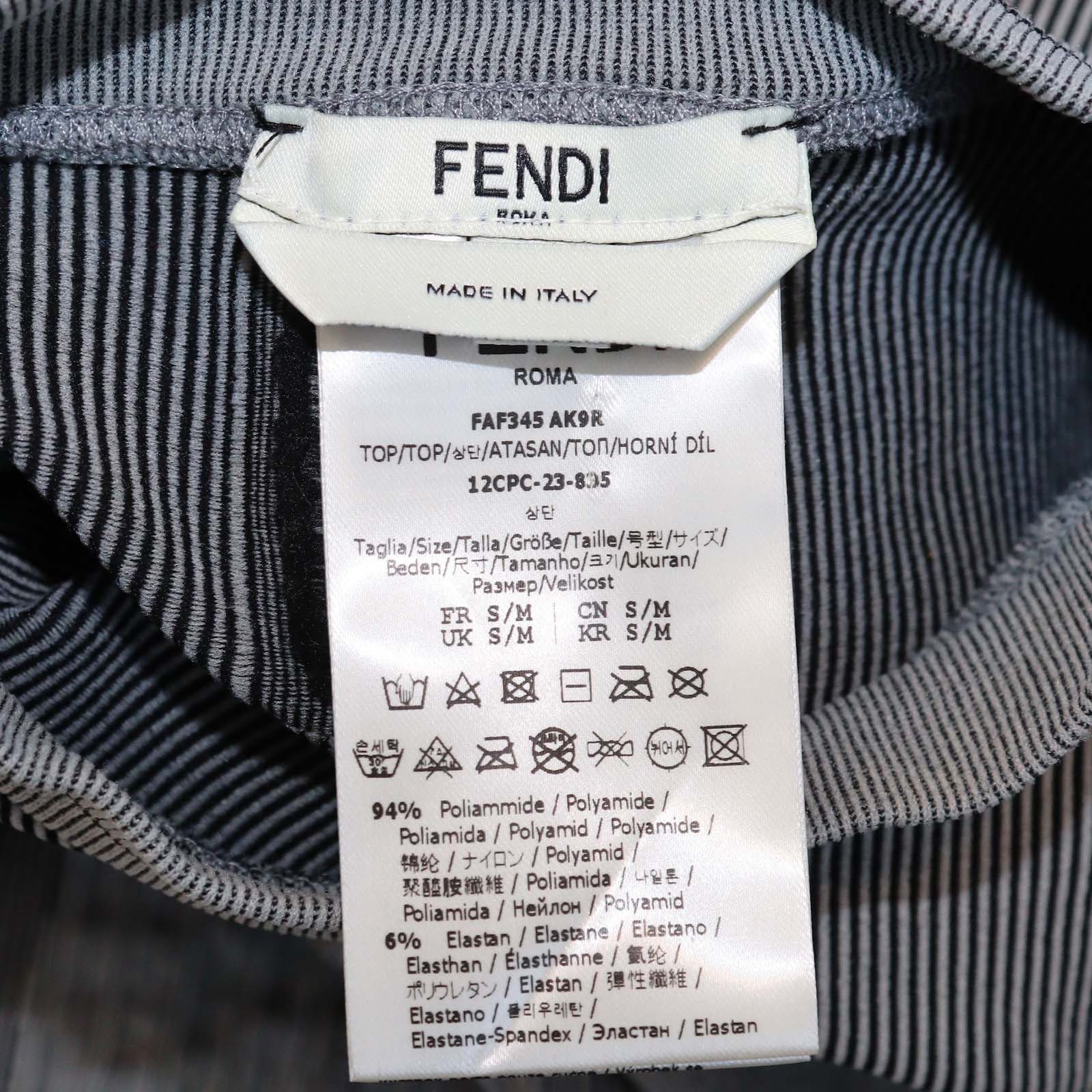 Fendi Grey/Black Jersey Striped Logo Print Sweater & Leggings Set