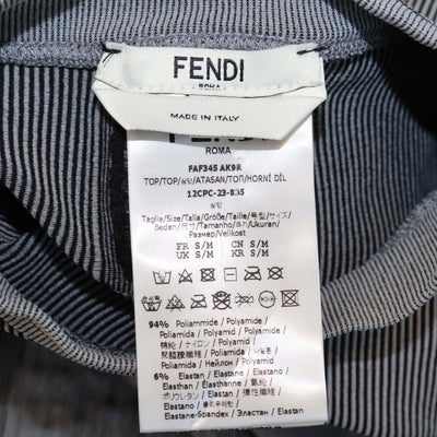 Fendi Grey/Black Jersey Striped Logo Print Sweater & Leggings Set
