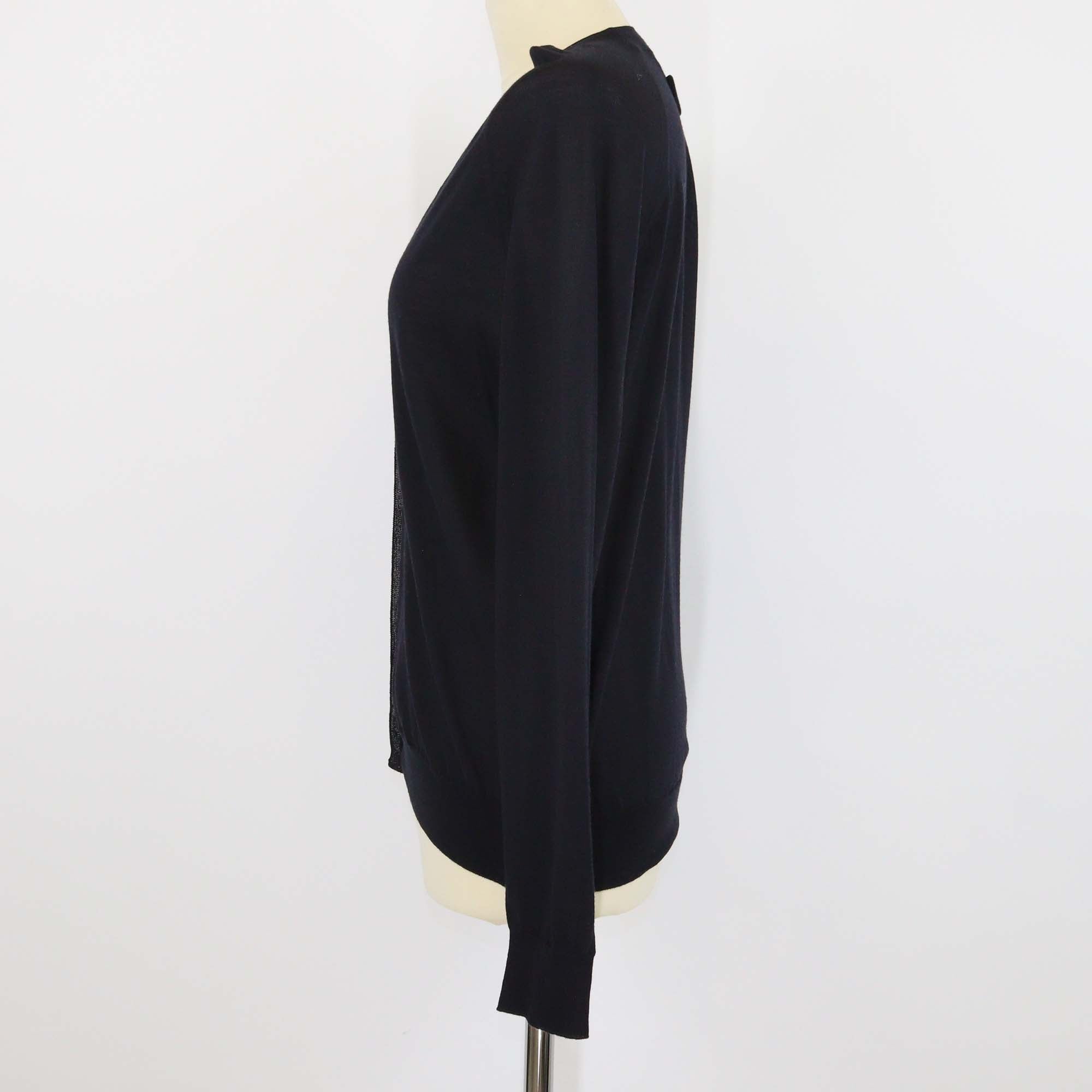 Prada Black Wool Ribbed Knit Long Sleeve Cardigan
