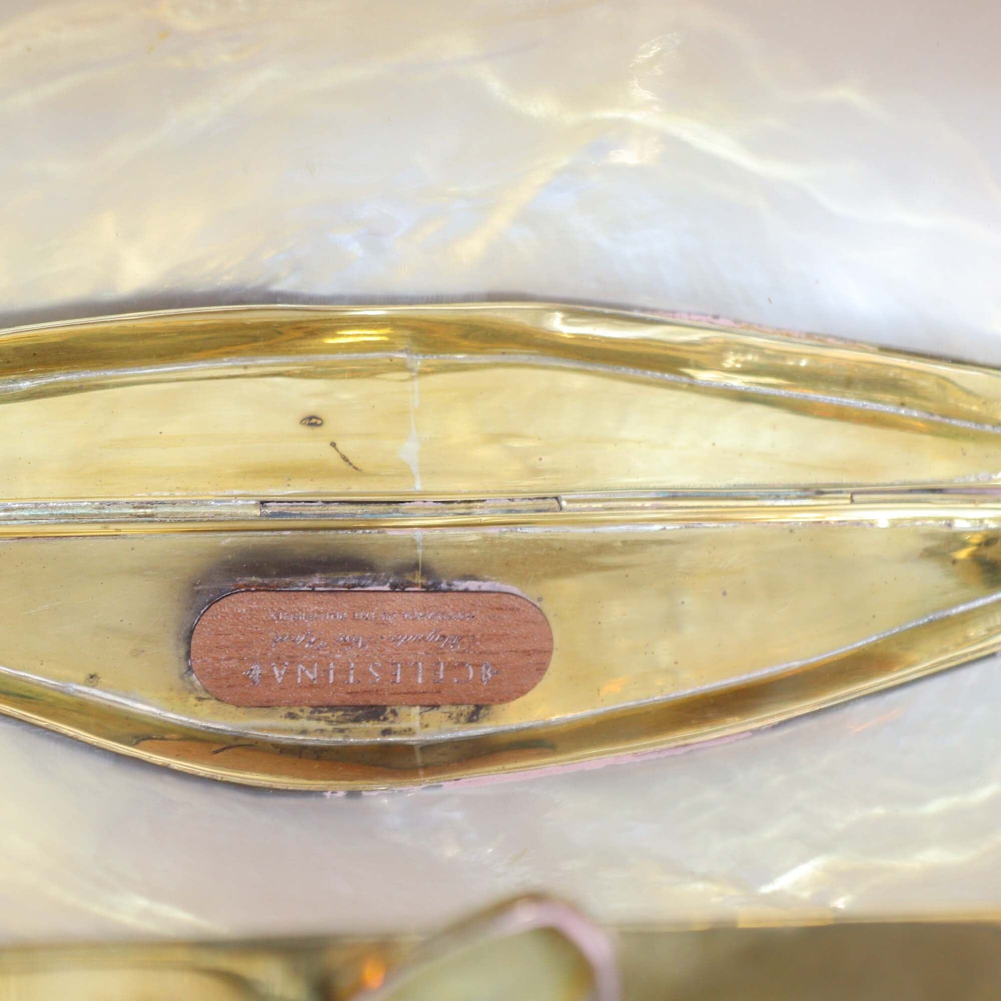 Celestina White/Gold Mother of Pearl Clutch Womens Celestina 