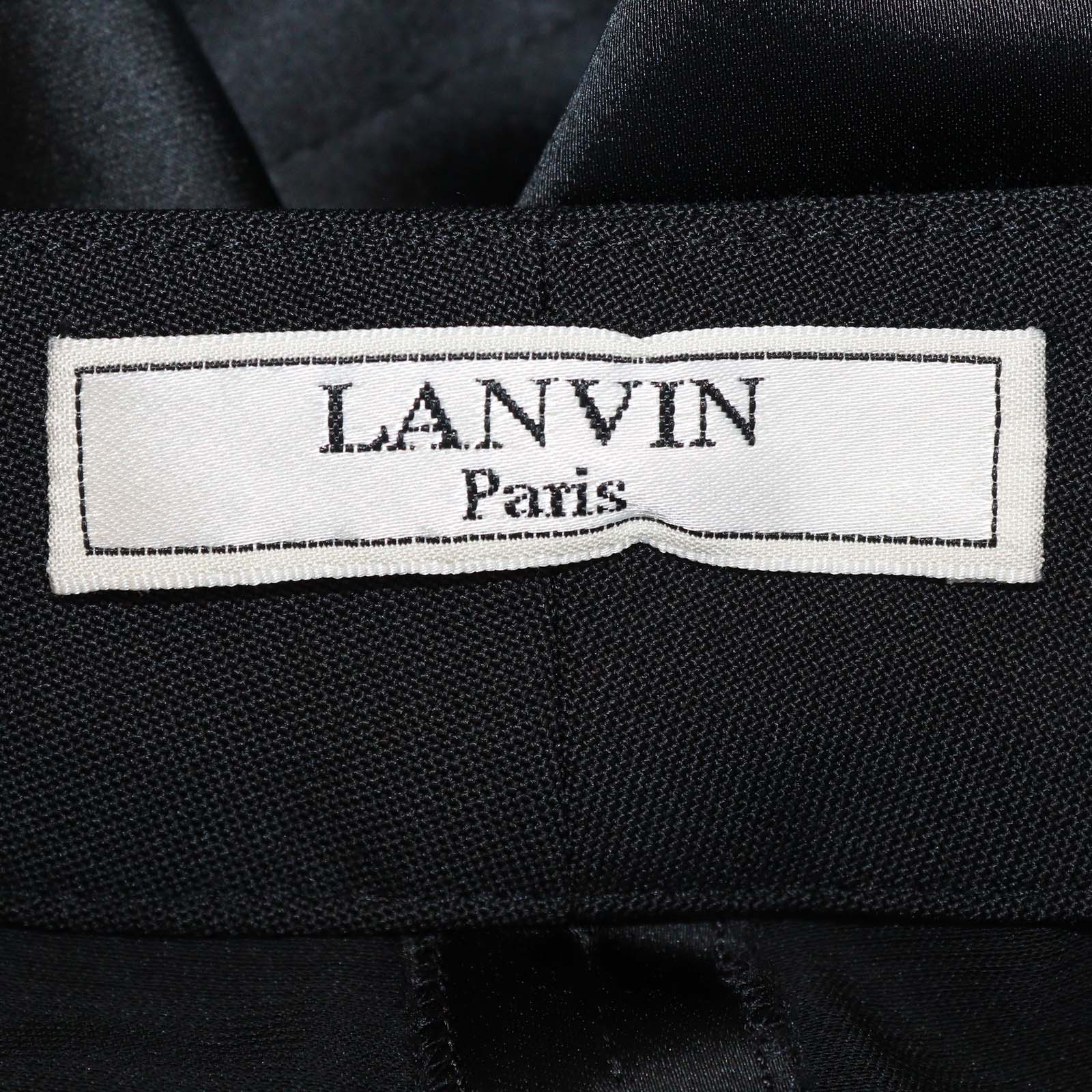 Lanvin Black Viscose Blend Draped Cowl Neck Cutout Top and Pants Set
