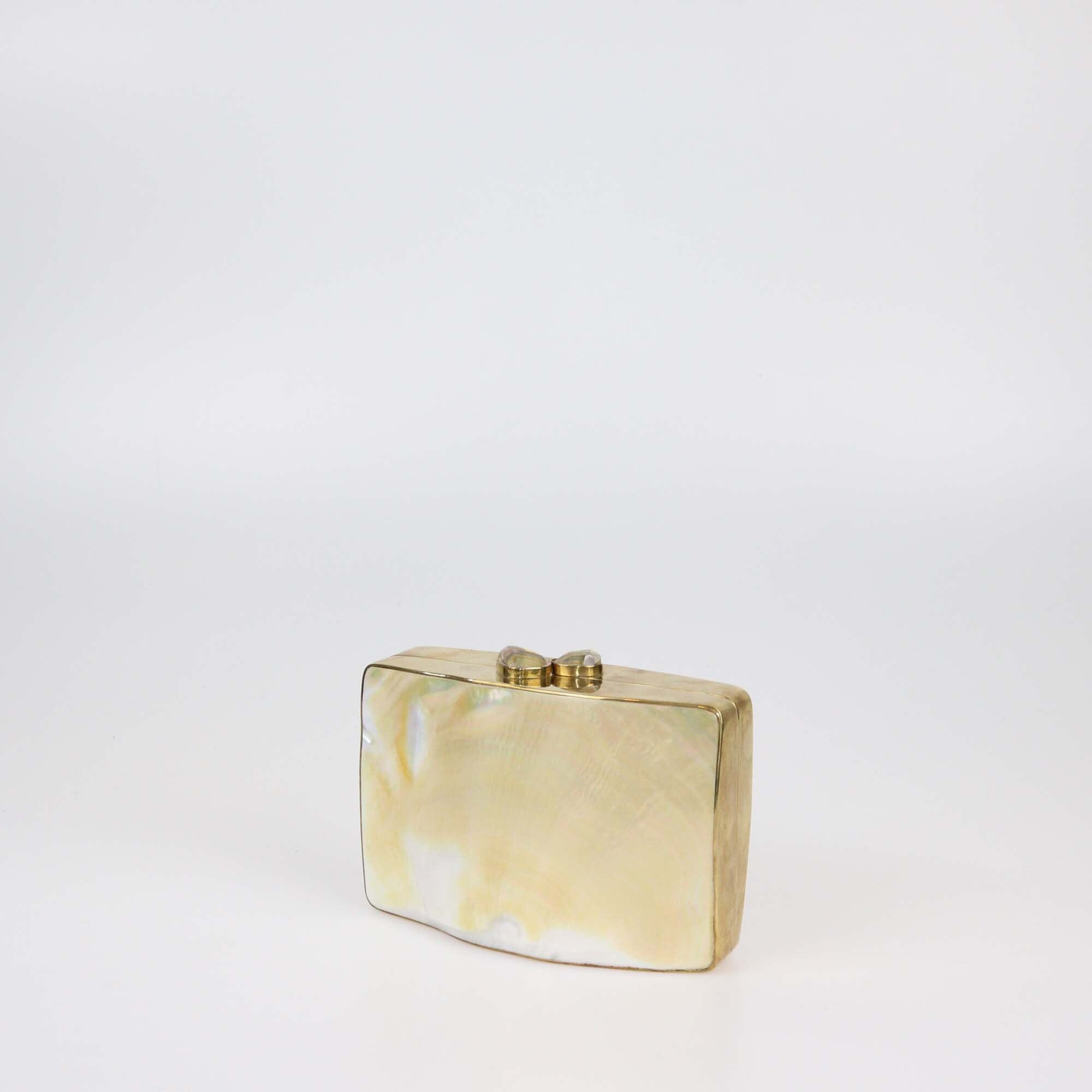 Celestina White/Gold Mother of Pearl Clutch Womens Celestina 
