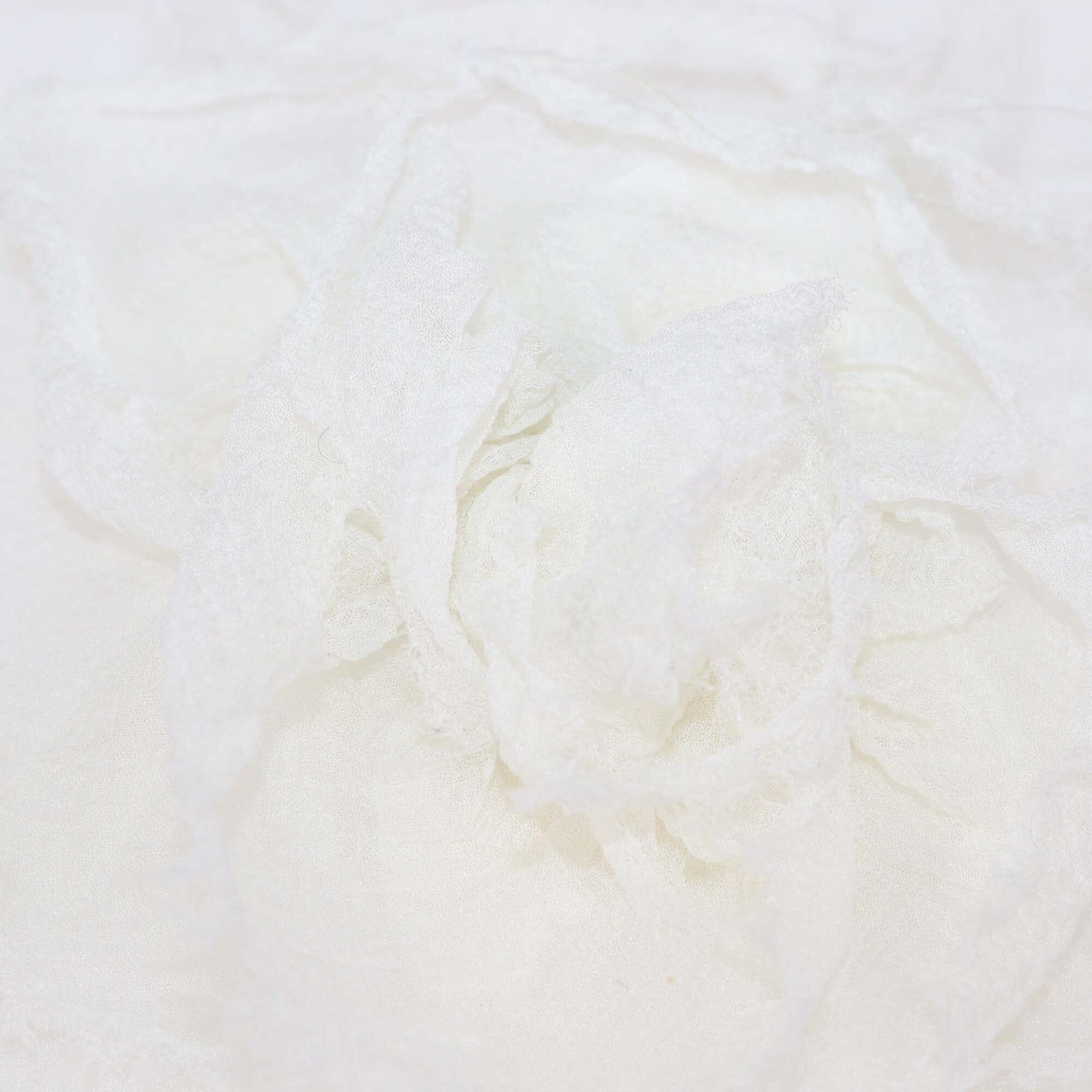 Chanel White Silk Ostrich Feather Camellia Brooch Womens Chanel 