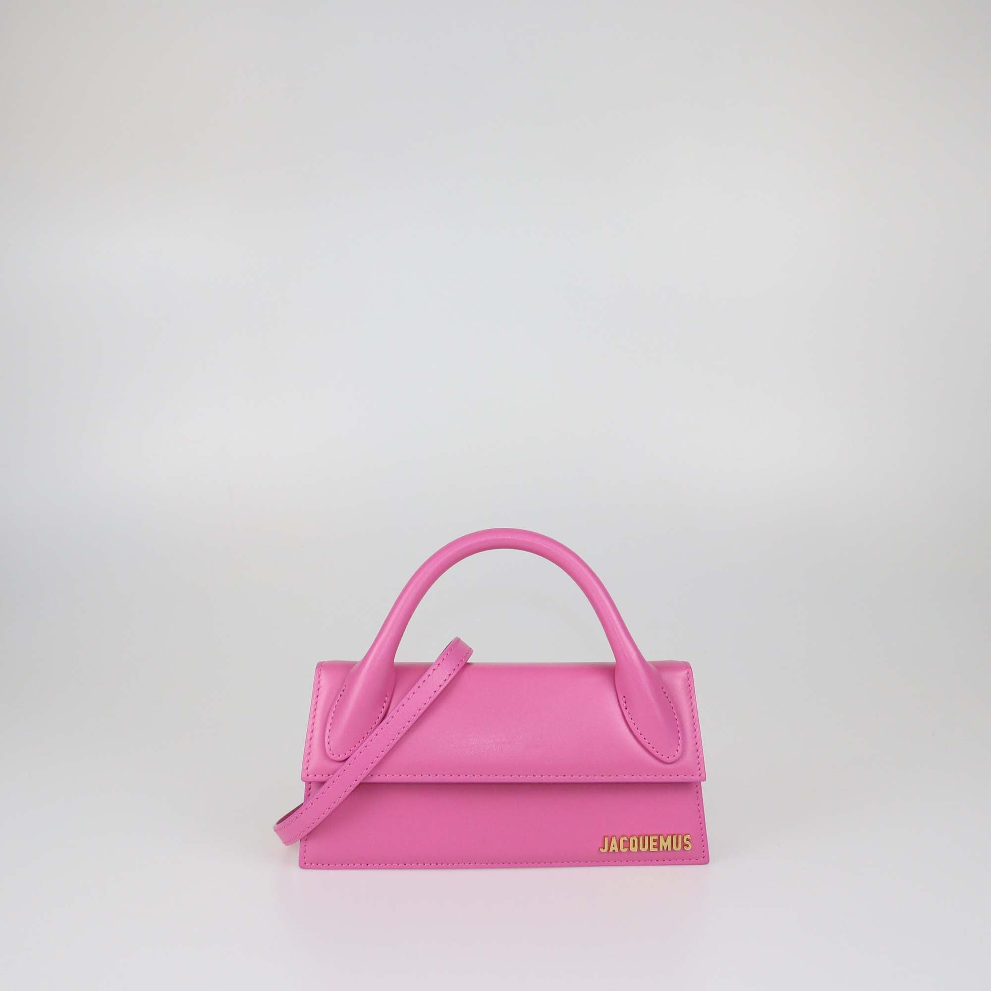 Jacquemus Pink Leather Le Chiquito Long Top Handle Bag