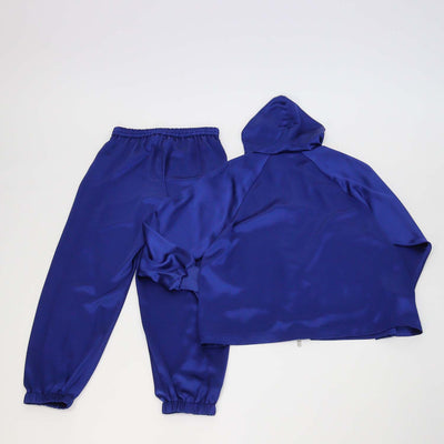 Y3 Metallic Blue Zip Pocket Hooded Sweatshirt & Drawstring Jogger Pants Set
