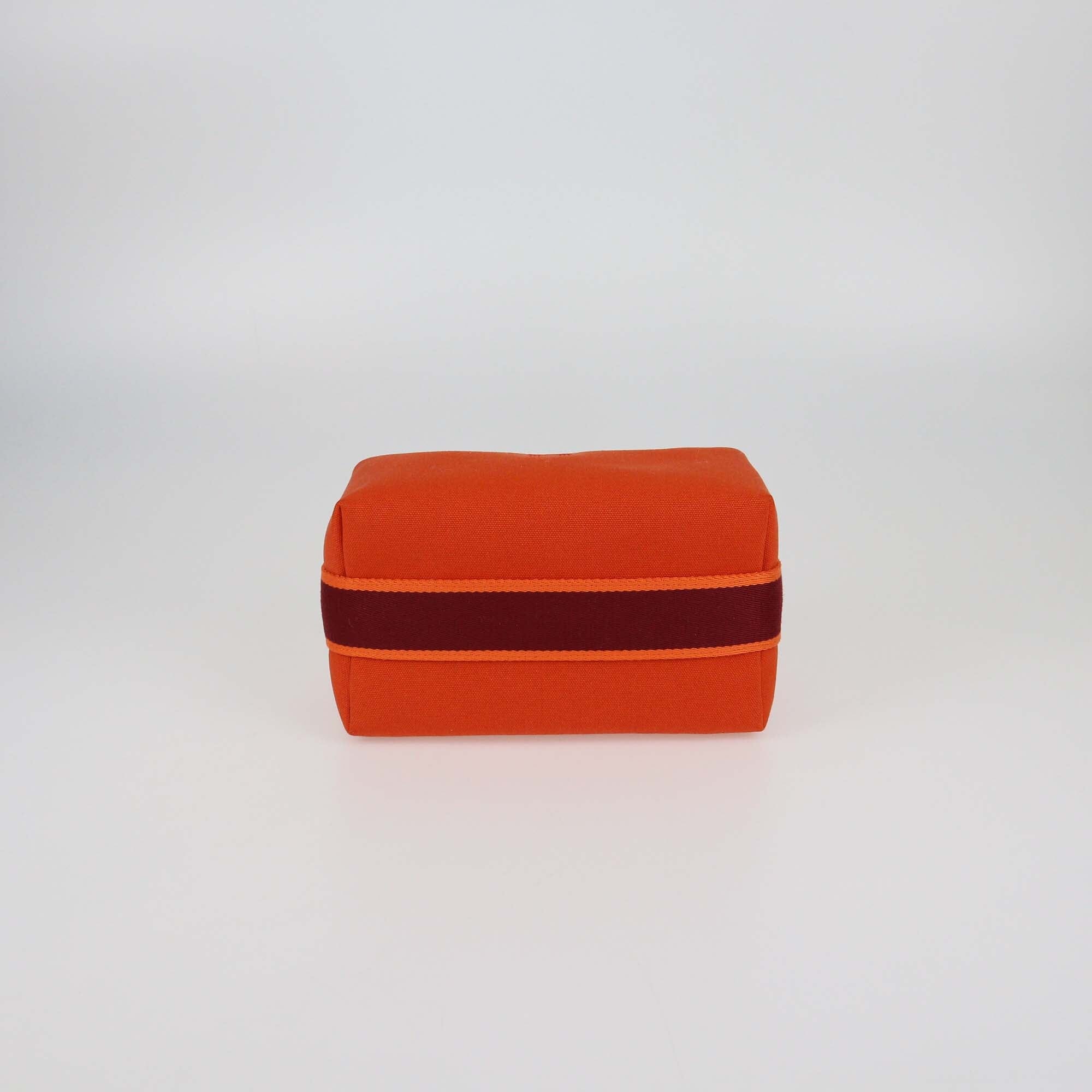 Hermes Orange Feu Toile H Bride-a-Brac Small Case Womens Hermes 