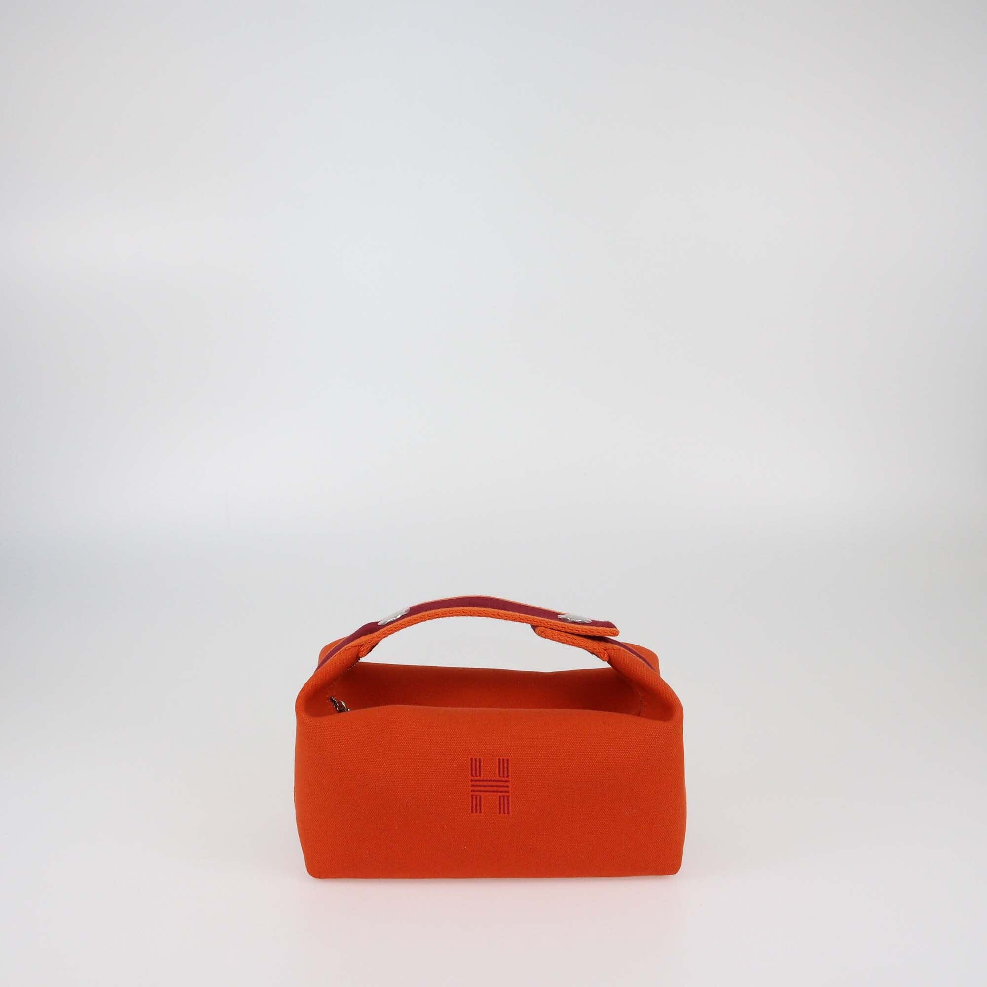 Hermes Orange Feu Toile H Bride-a-Brac Small Case Womens Hermes 