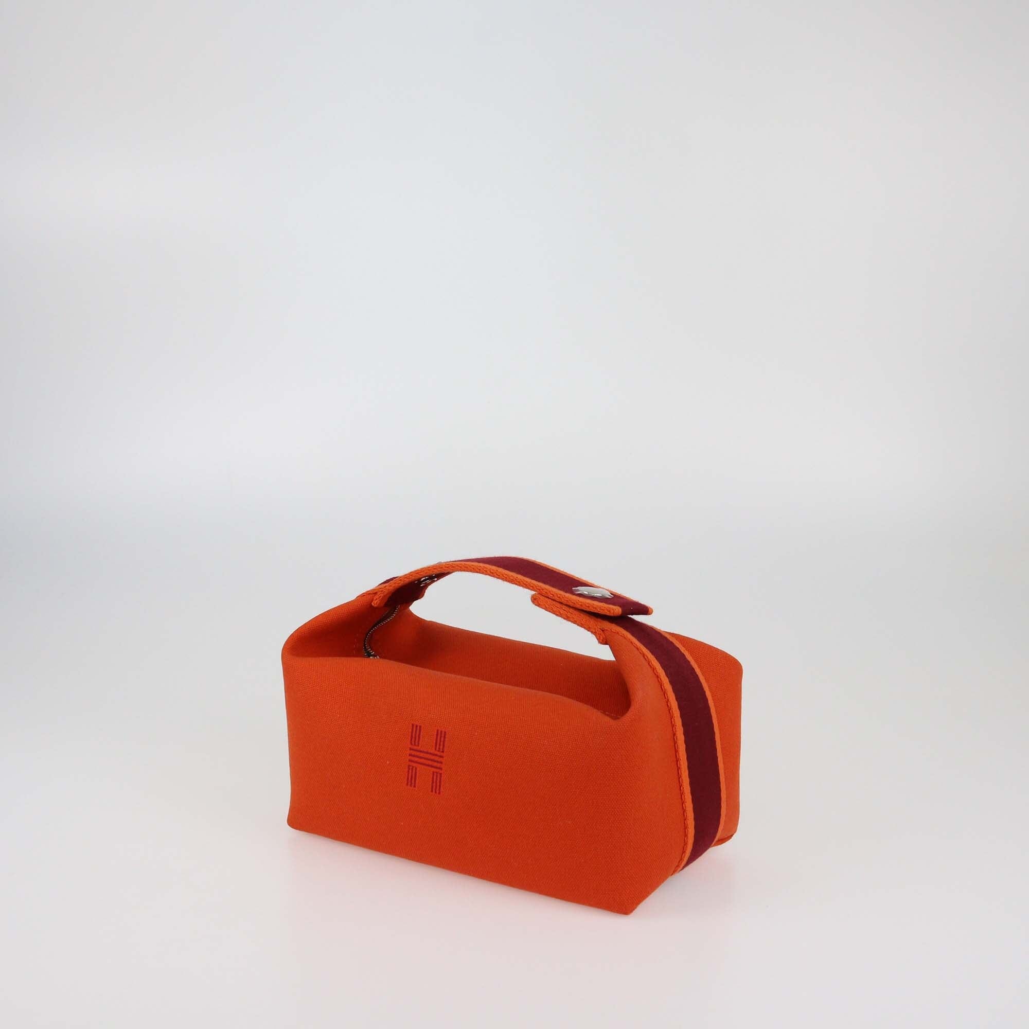 Hermes Orange Feu Toile H Bride-a-Brac Small Case Womens Hermes 