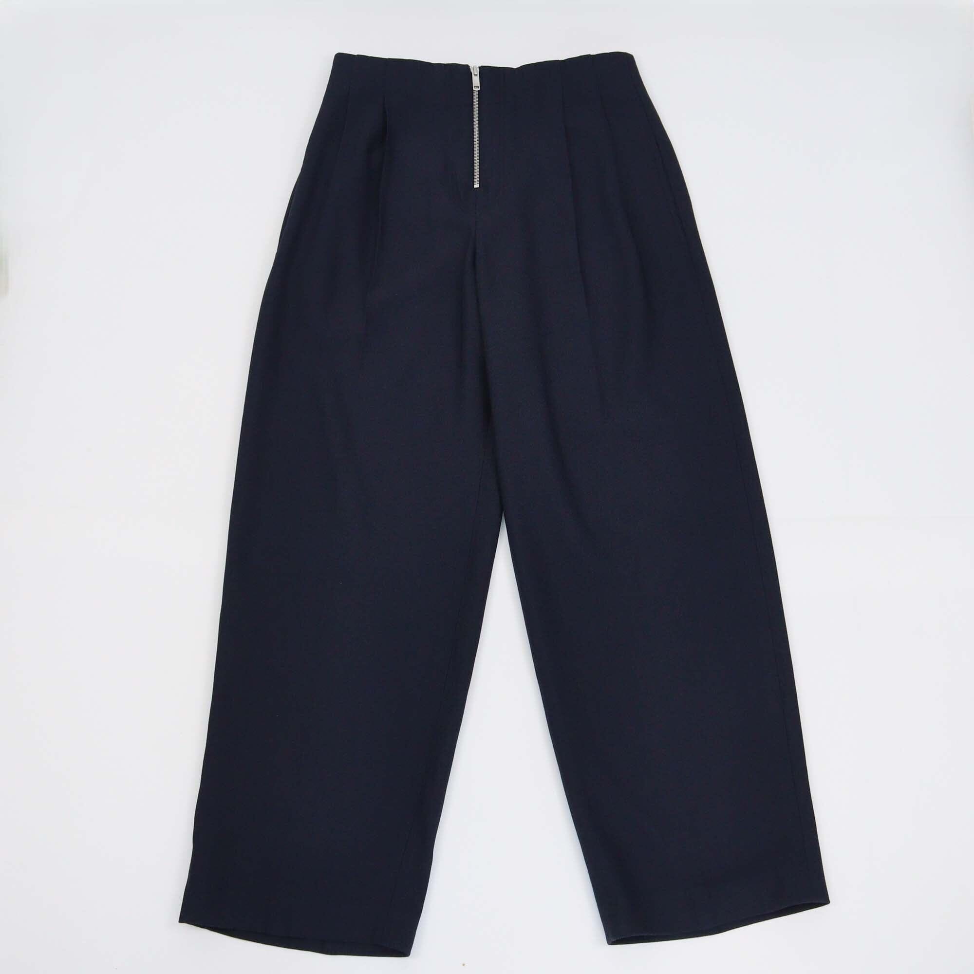 Celine Navy Blue Straight Cut Zip Front Pants Womens Celine 