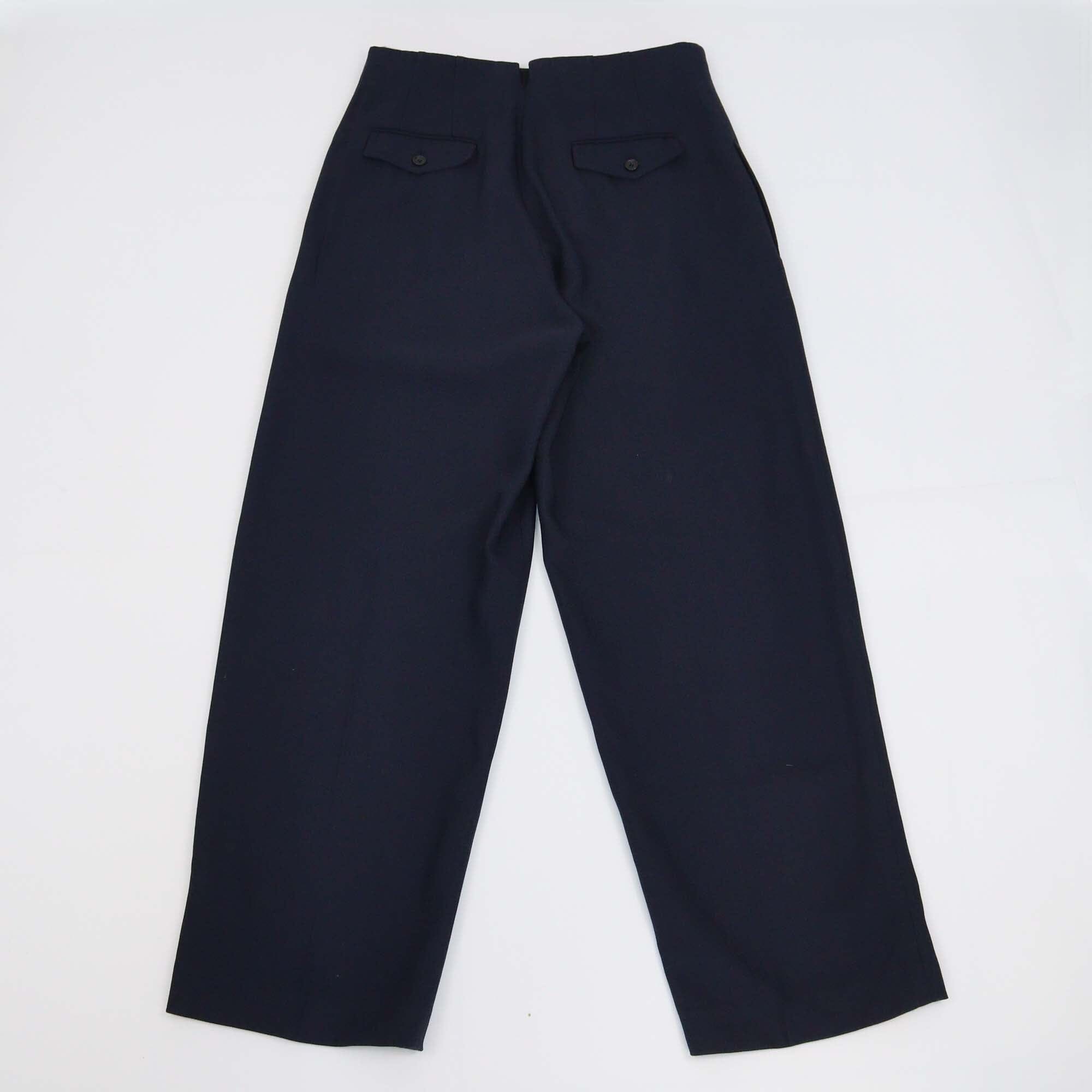 Celine Navy Blue Straight Cut Zip Front Pants Womens Celine 