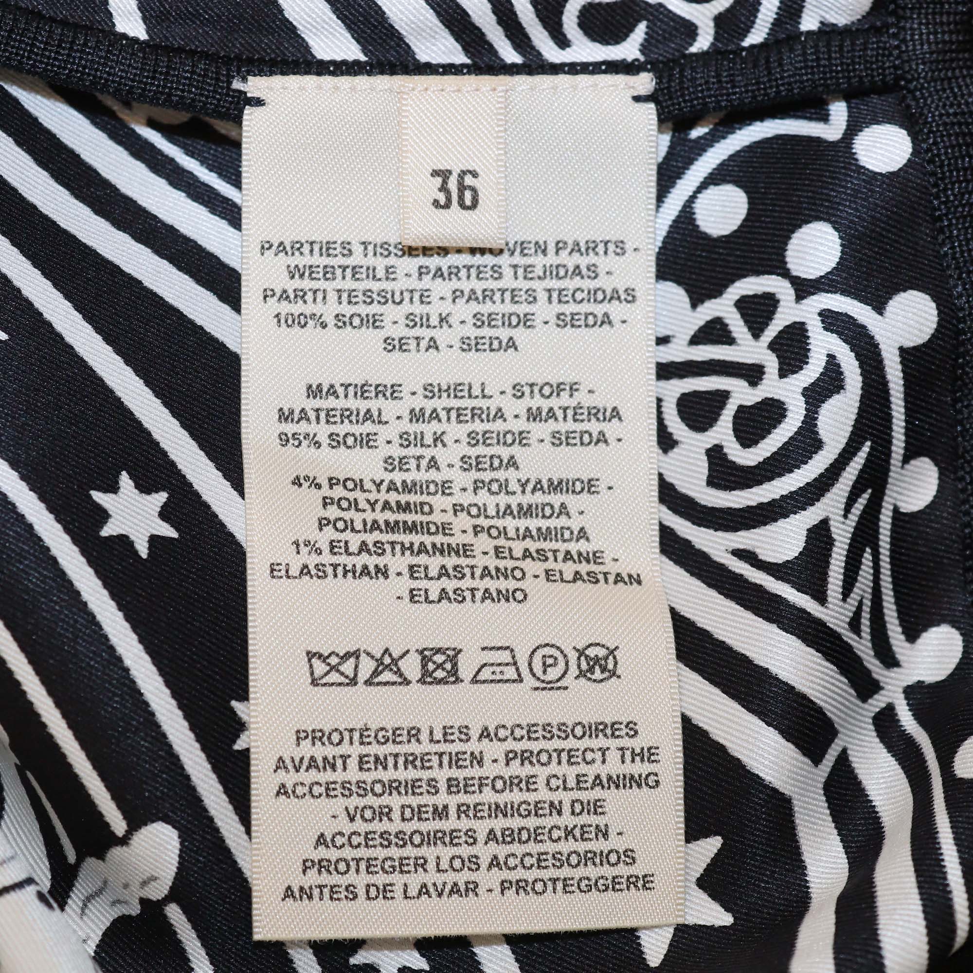 Hermes Black Silk Blended Zodiac Astrology Print Zip Up Long Sleeve Sweater