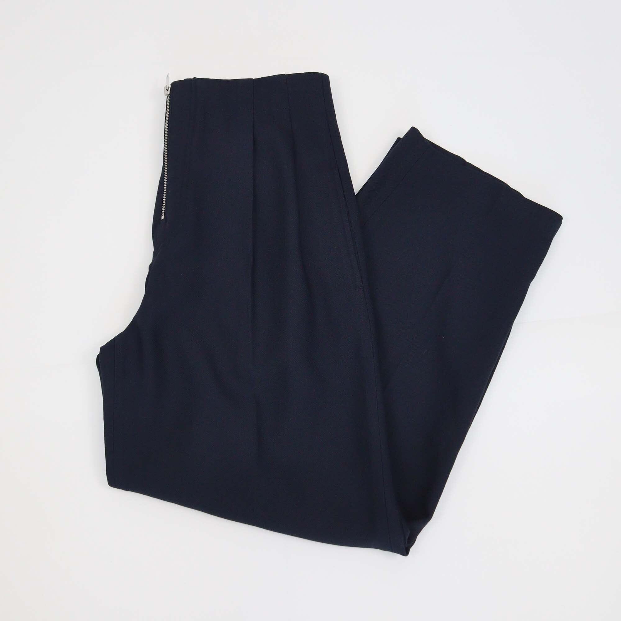 Celine Navy Blue Straight Cut Zip Front Pants Womens Celine 