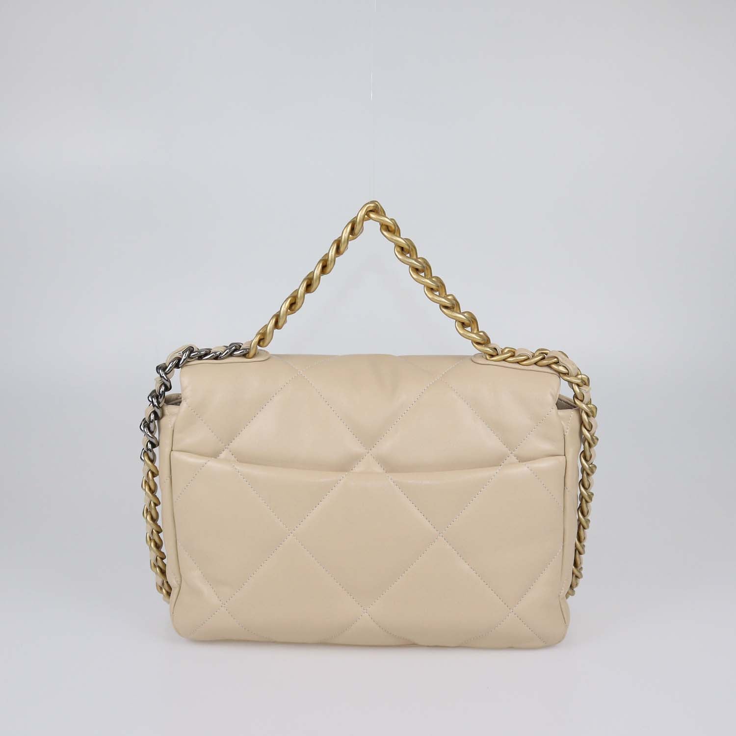 Chanel Beige Quilted Leather Large 19 Shoulder Bag