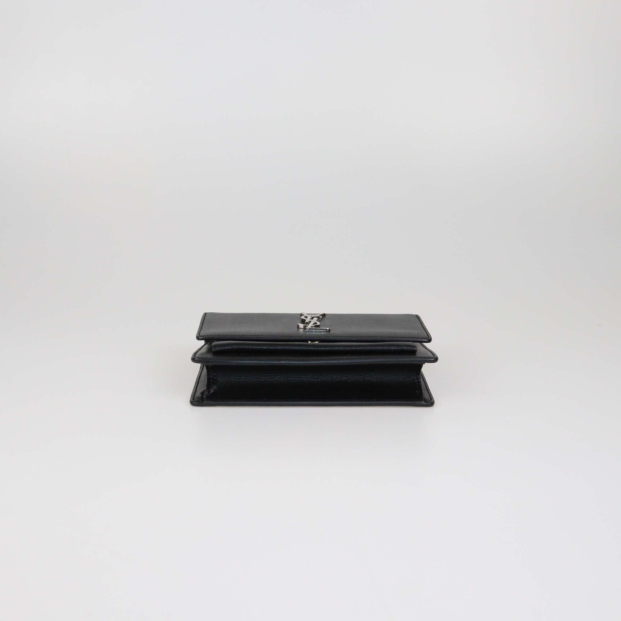 Saint Laurent Black Leather Mini Sunset Chain Bag