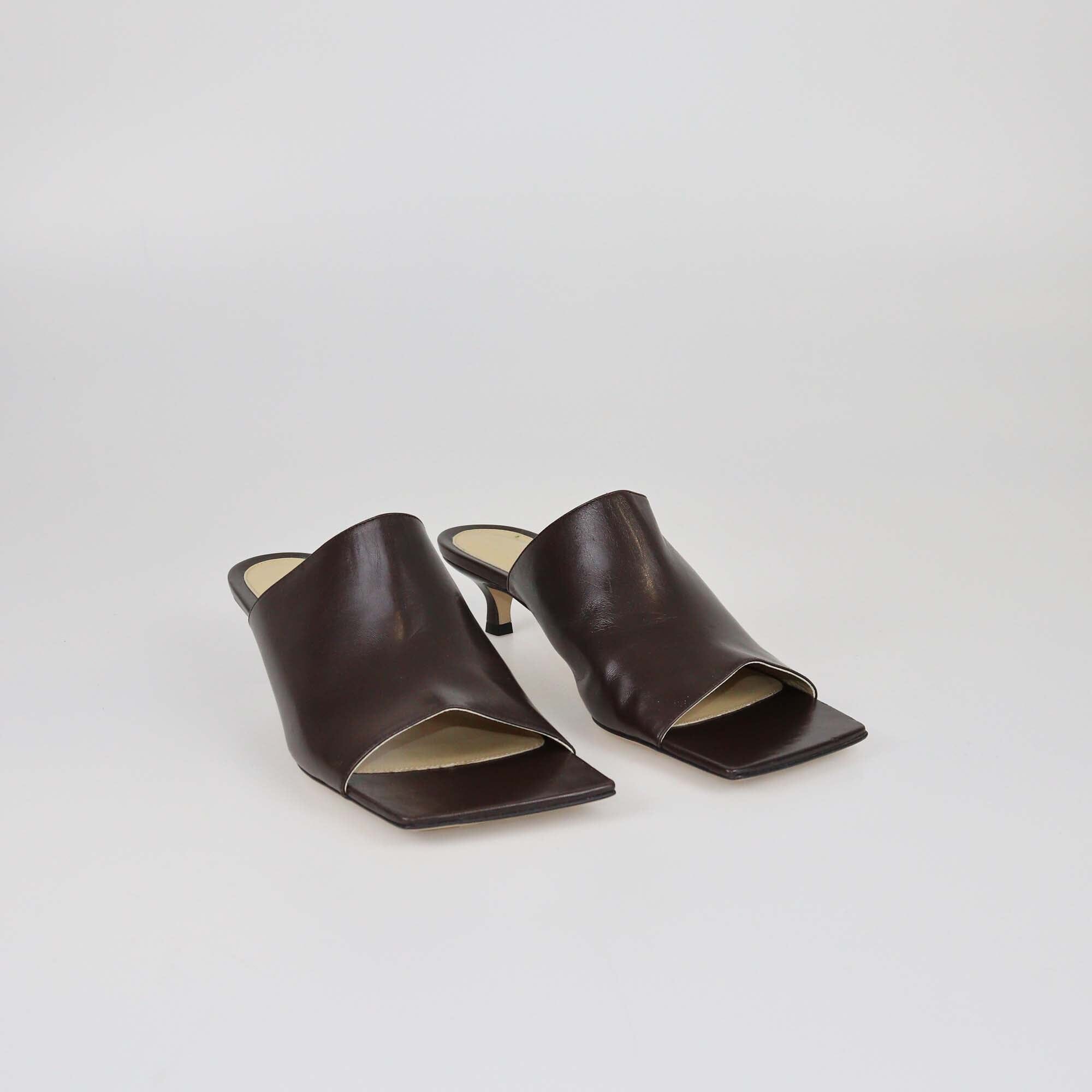 Bottega Veneta Dark Brown Stretch Mules Womens Bottega Veneta 