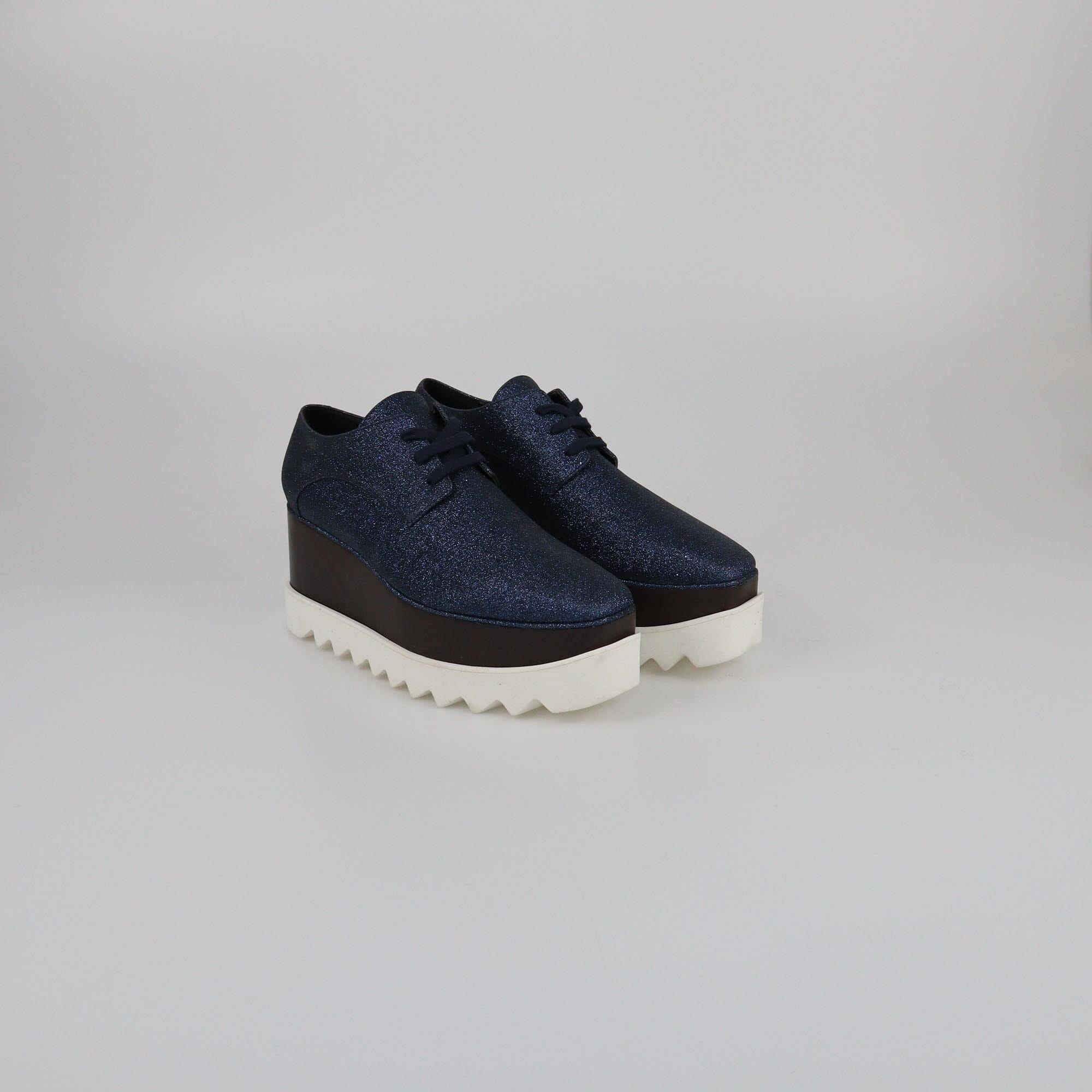 Stella McCartney Blue Glitters Elyse Platform Lace Up Derby Womens Stella McCartney 