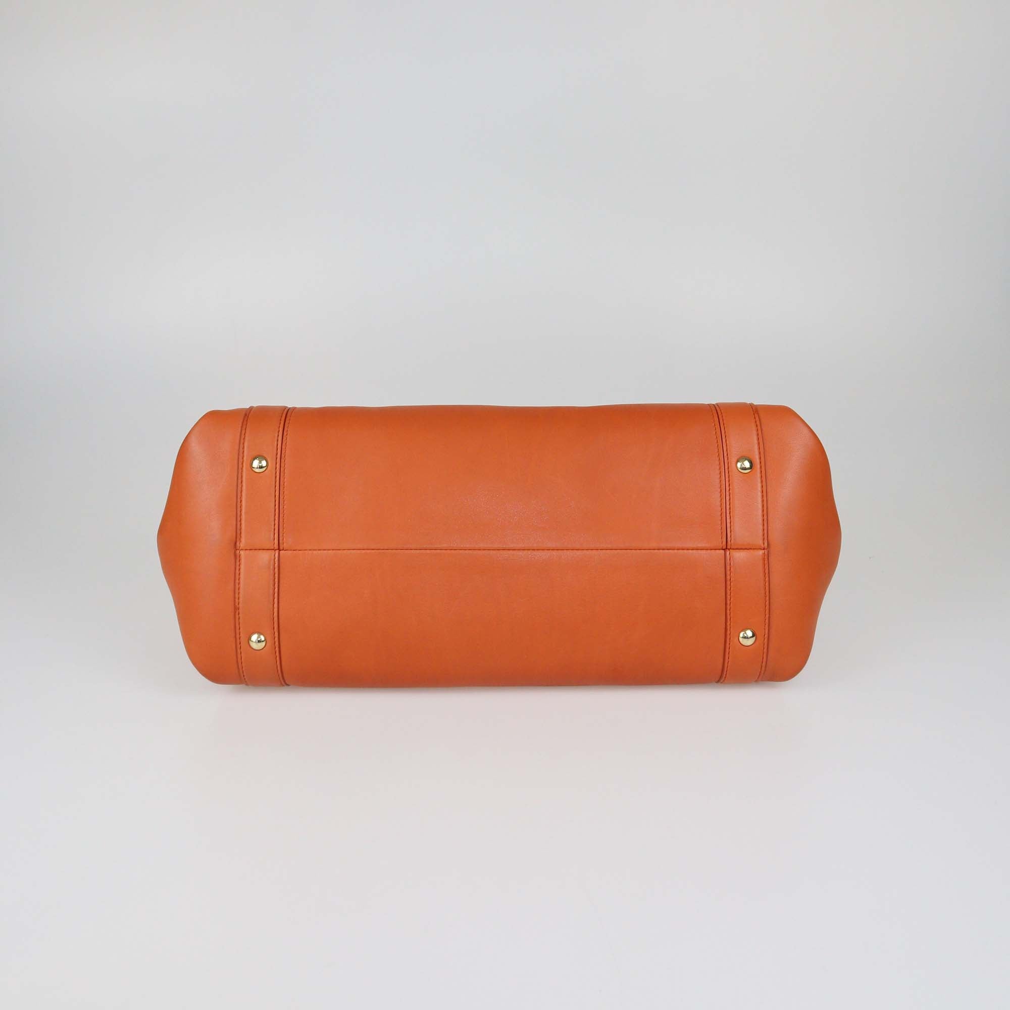 Salvatore Ferragamo Orange Leather Sofia Top Handle Bag