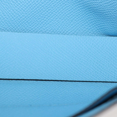 Hermes Blue Celeste Epsom Leather Hermesnap Wallet Crossbody Bag