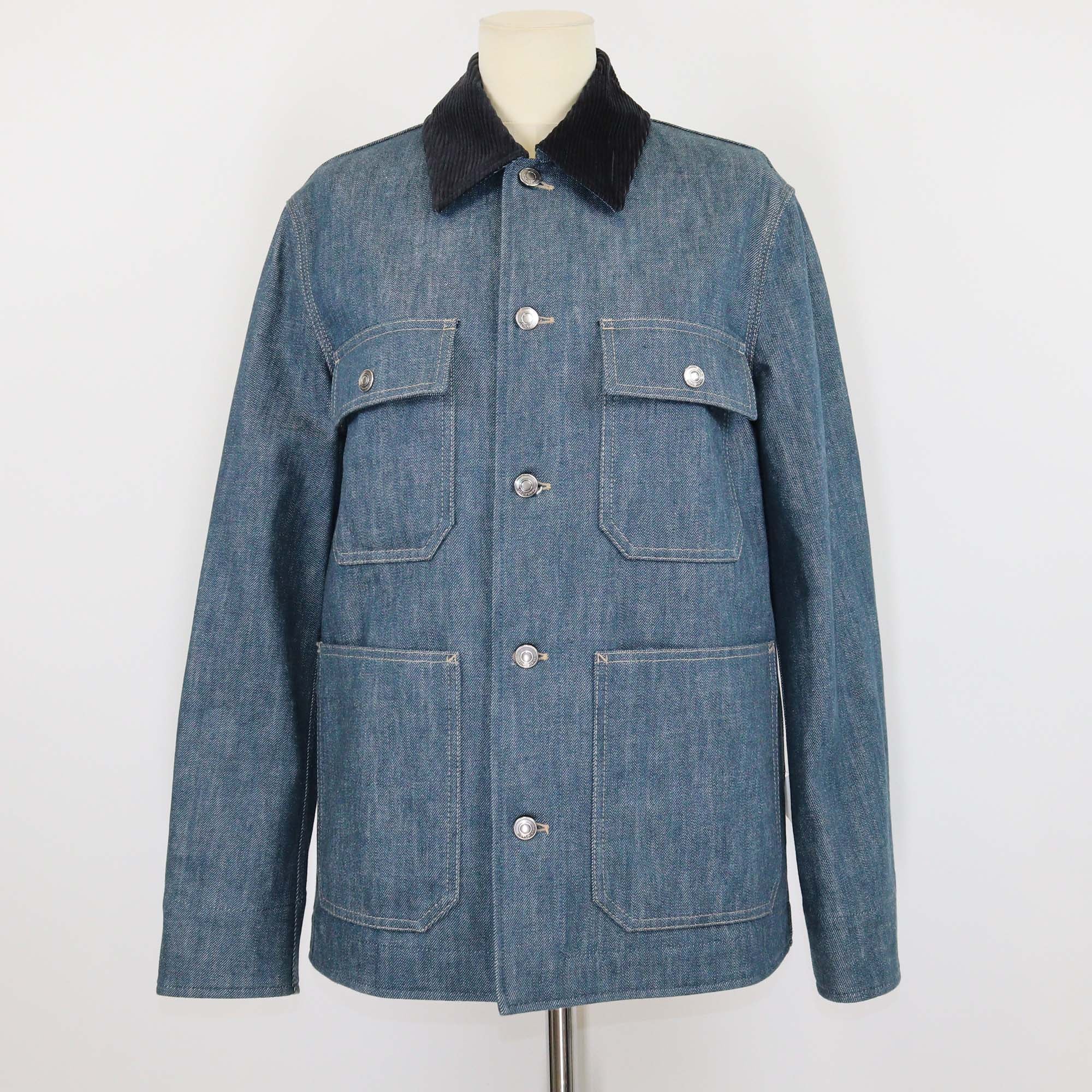 Loro Piana Blue Denim Dean Corduroy-Trimmed Four Pocket Jacket
