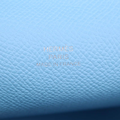 Hermes Blue Celeste Epsom Leather Hermesnap Wallet Crossbody Bag
