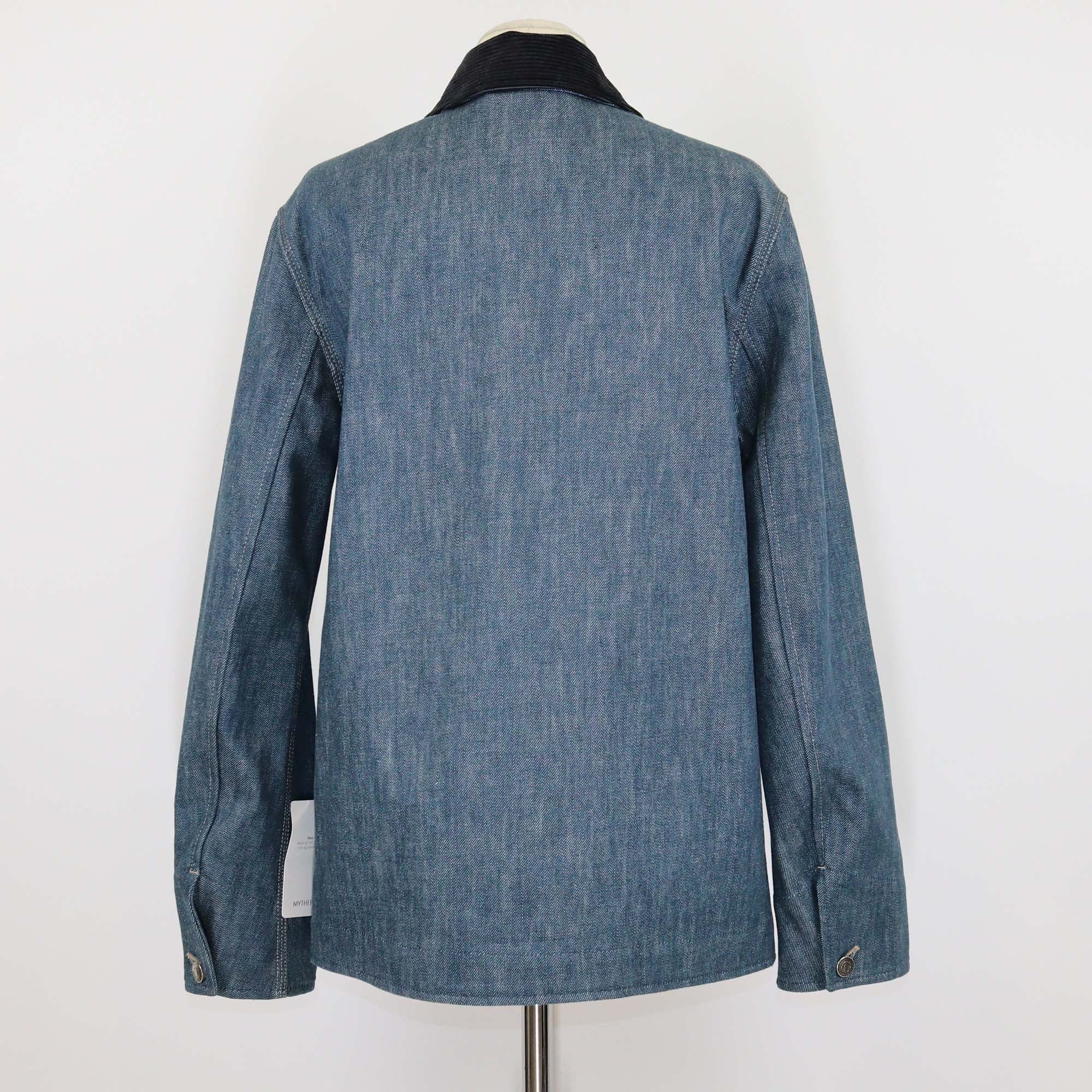 Loro Piana Blue Denim Dean Corduroy-Trimmed Four Pocket Jacket