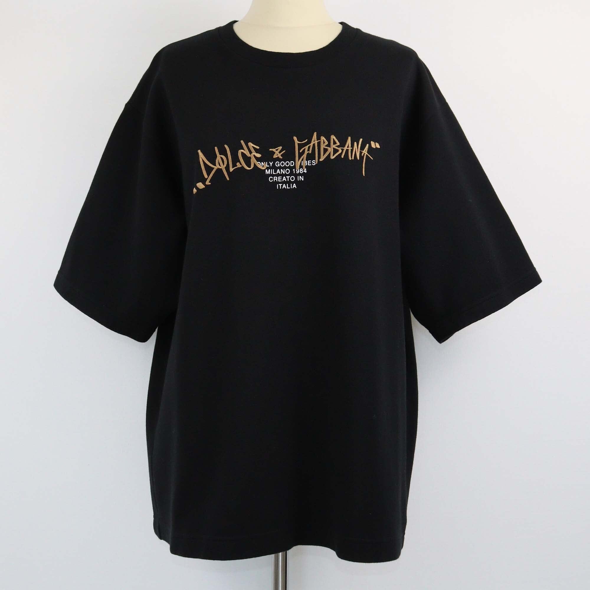 Dolce & Gabbana Black Graffiti Embroidered Logo T-Shirt Mens Dolce & Gabbana 