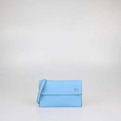 Hermes Blue Celeste Epsom Leather Hermesnap Wallet Crossbody Bag
