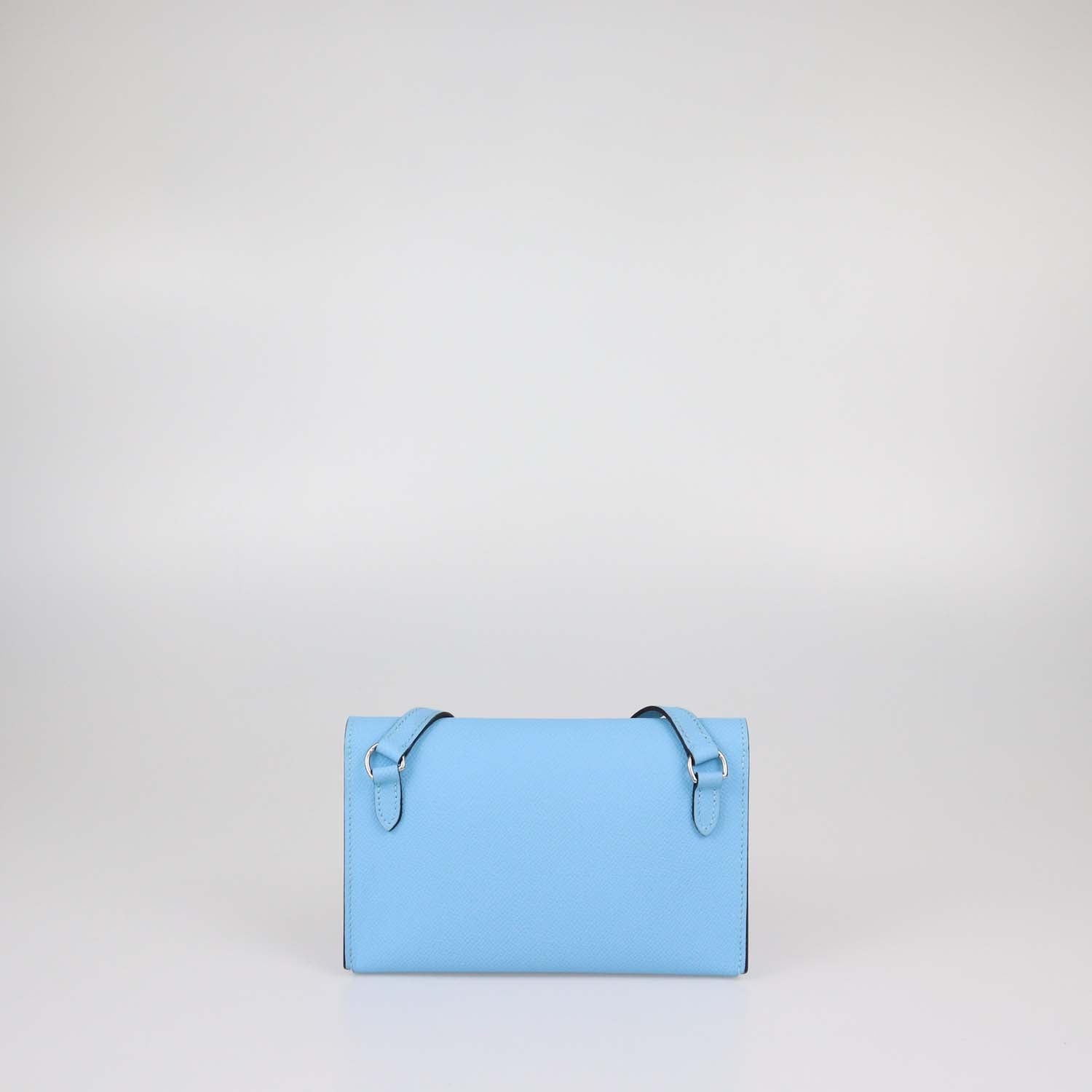 Hermes Blue Celeste Epsom Leather Hermesnap Wallet Crossbody Bag