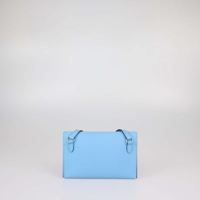 Hermes Blue Celeste Epsom Leather Hermesnap Wallet Crossbody Bag