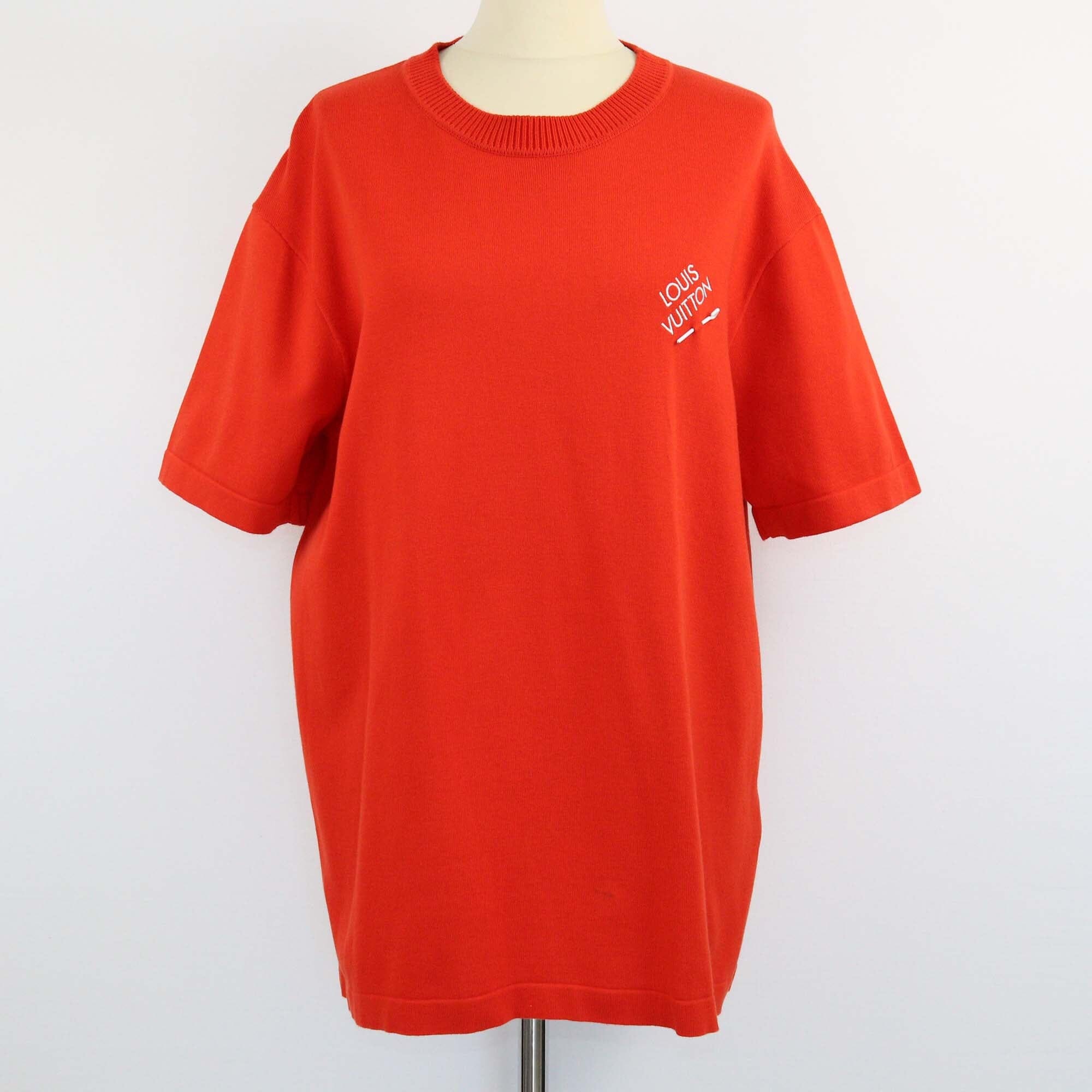 Louis Vuitton Red Signature Staple Pin T-Shirt Womens Louis Vuitton 