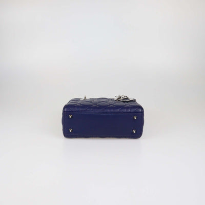 Christian Dior Navy Blue Cannage Leather Small Lady Dior Tote