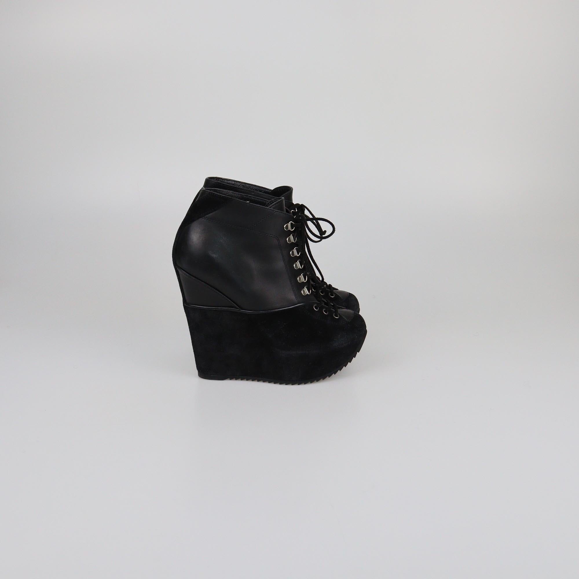 Yves Saint Laurent Black Wedge Booties Womens Yves Saint Laurent 