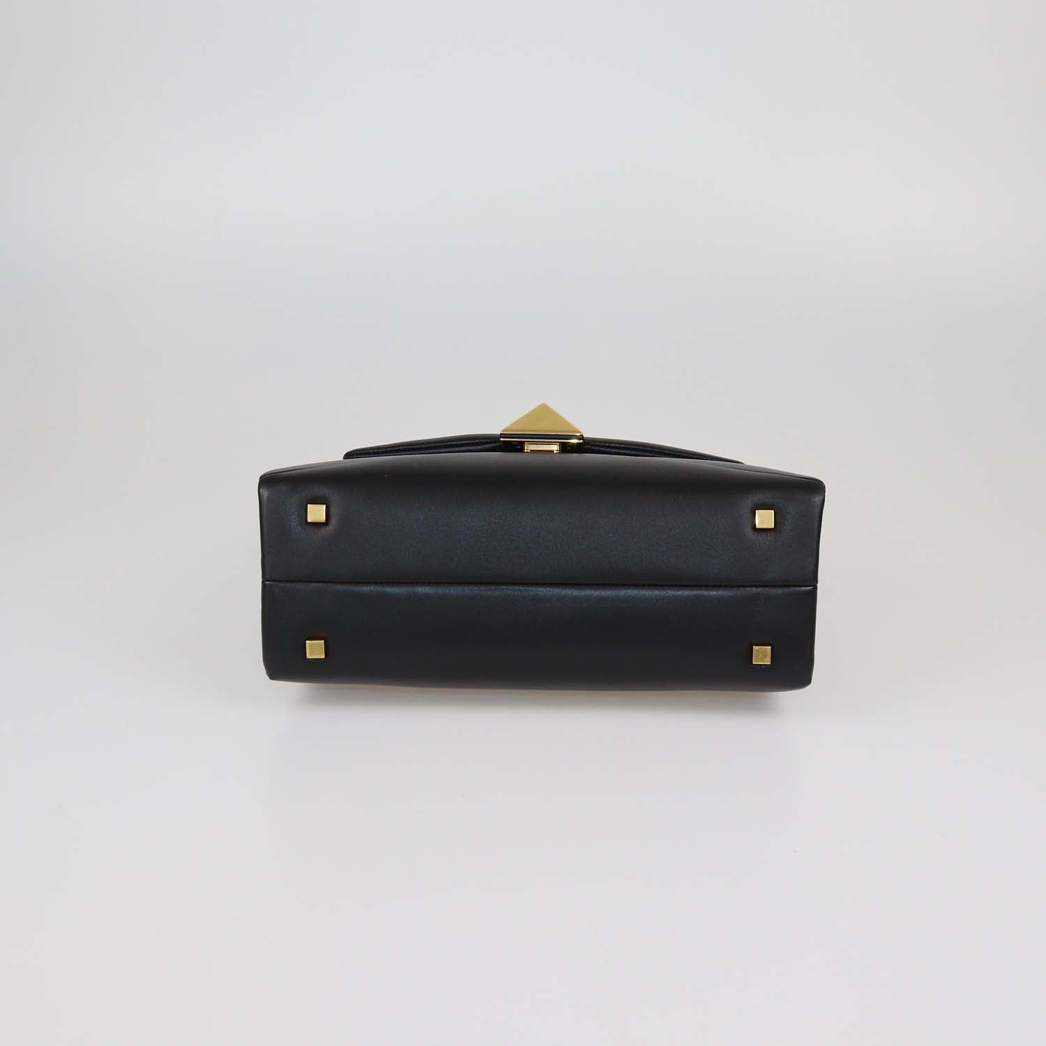 Valentino Black Leather Small One Stud Top Handle Bag