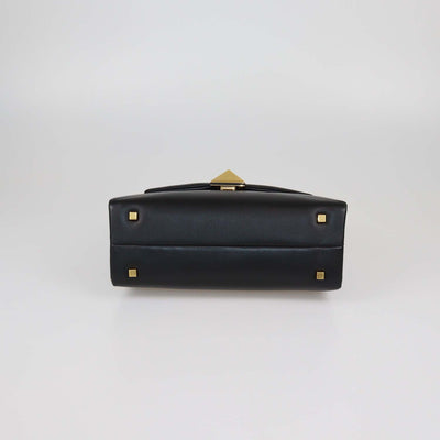 Valentino Black Leather Small One Stud Top Handle Bag