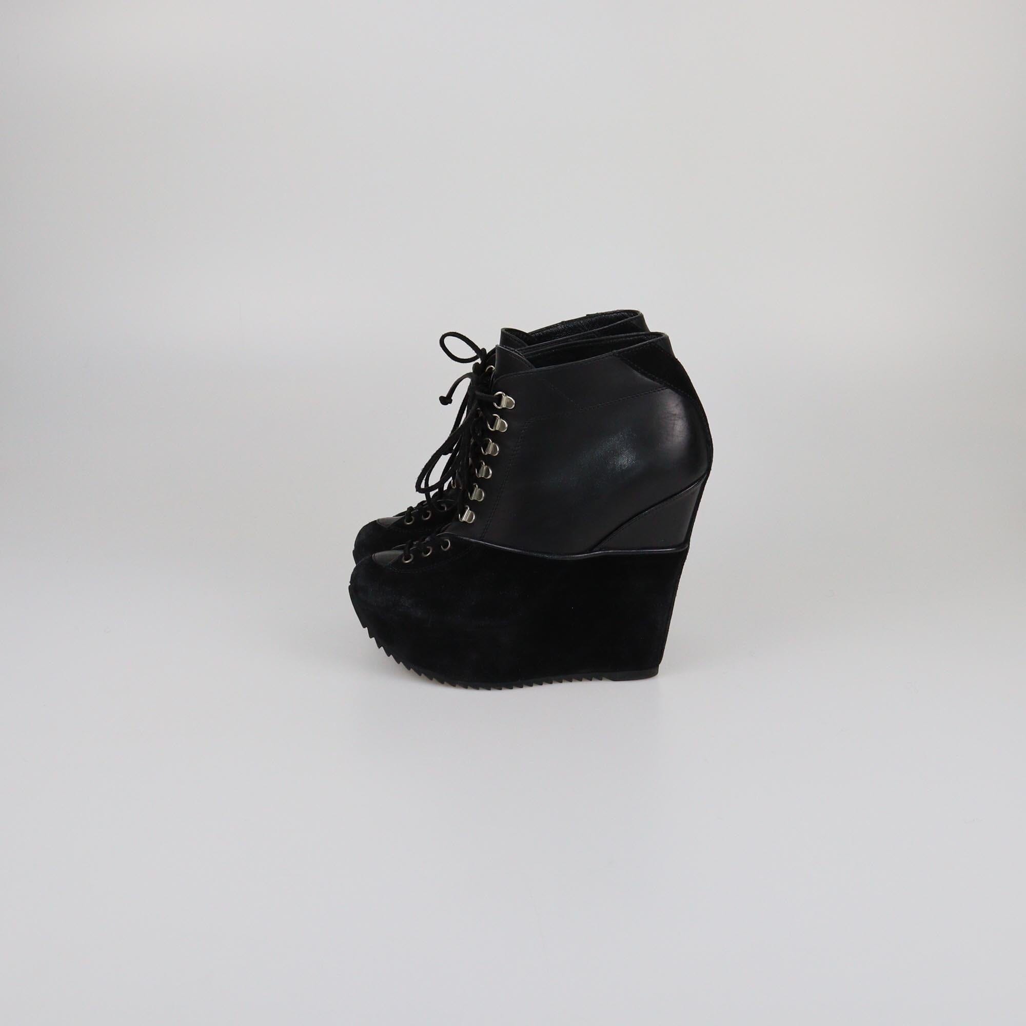 Yves Saint Laurent Black Wedge Booties Womens Yves Saint Laurent 