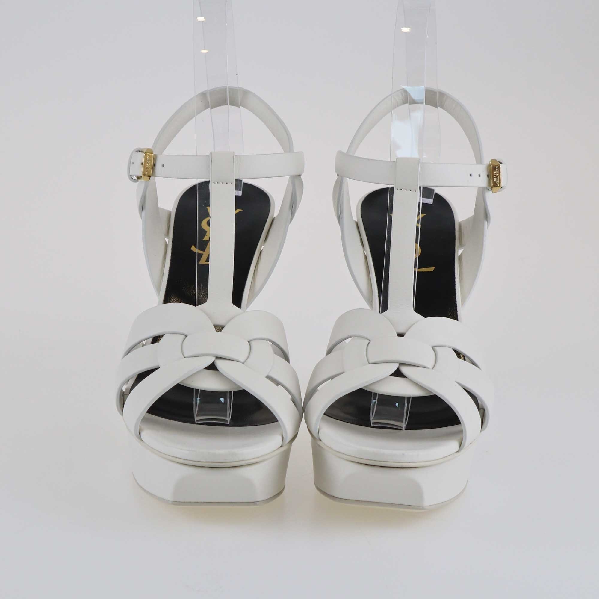 Saint Laurent White Tribute Slingback Sandals Shoes Saint Laurent 