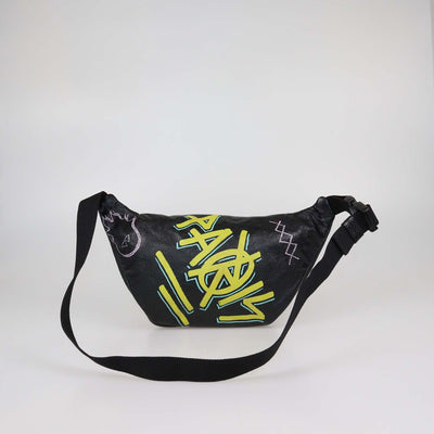 Balenciaga Black Leather Graffiti Explorer Belt Bag