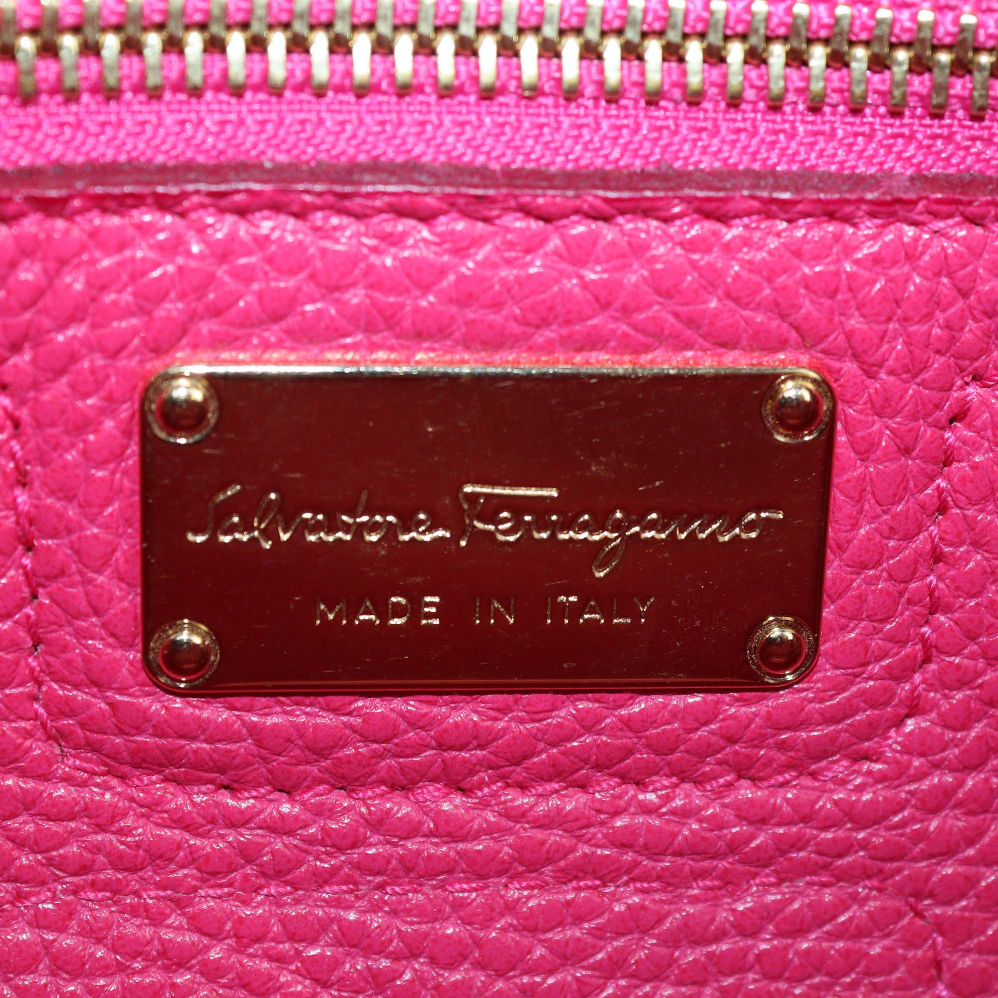 Salvatore Ferragamo Fuchsia Leather Amy Tote