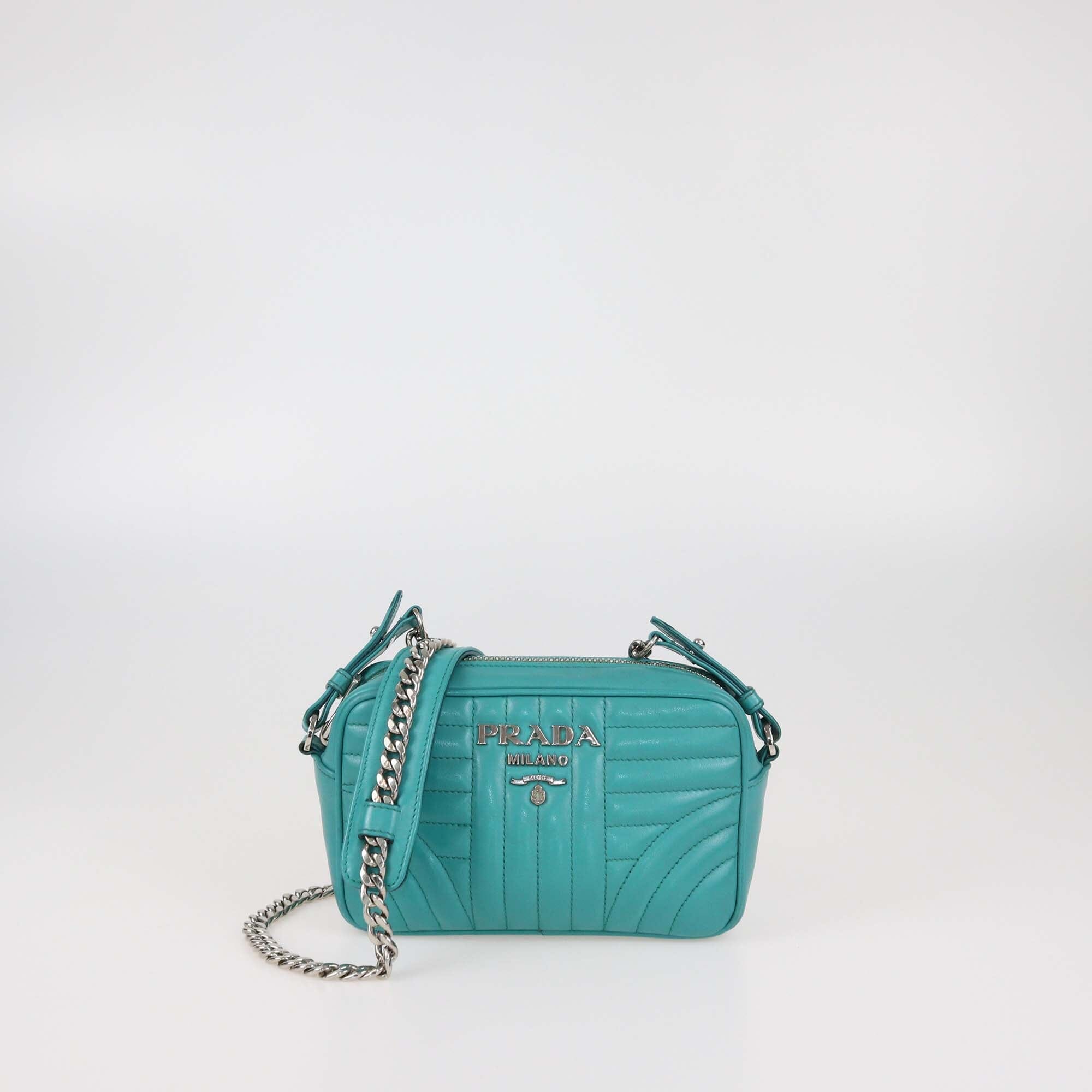 Prada Green Leather Diagramme Camera Crossbody Bag Womens Prada 