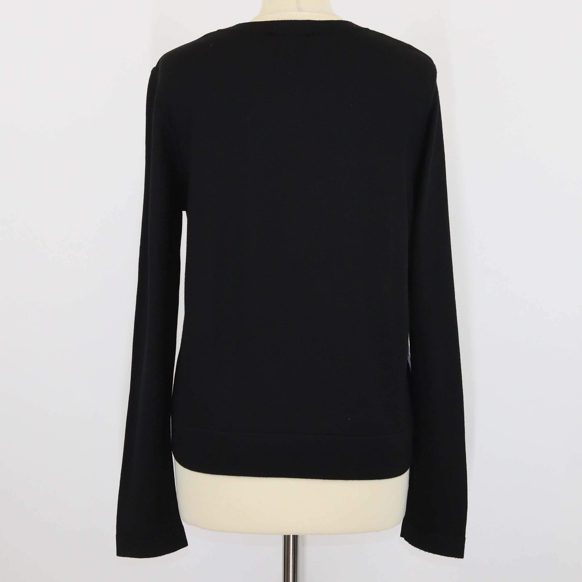 Hermes Black Silk Blended Ex Libris Print Buttons Up Long Sleeve Sweater