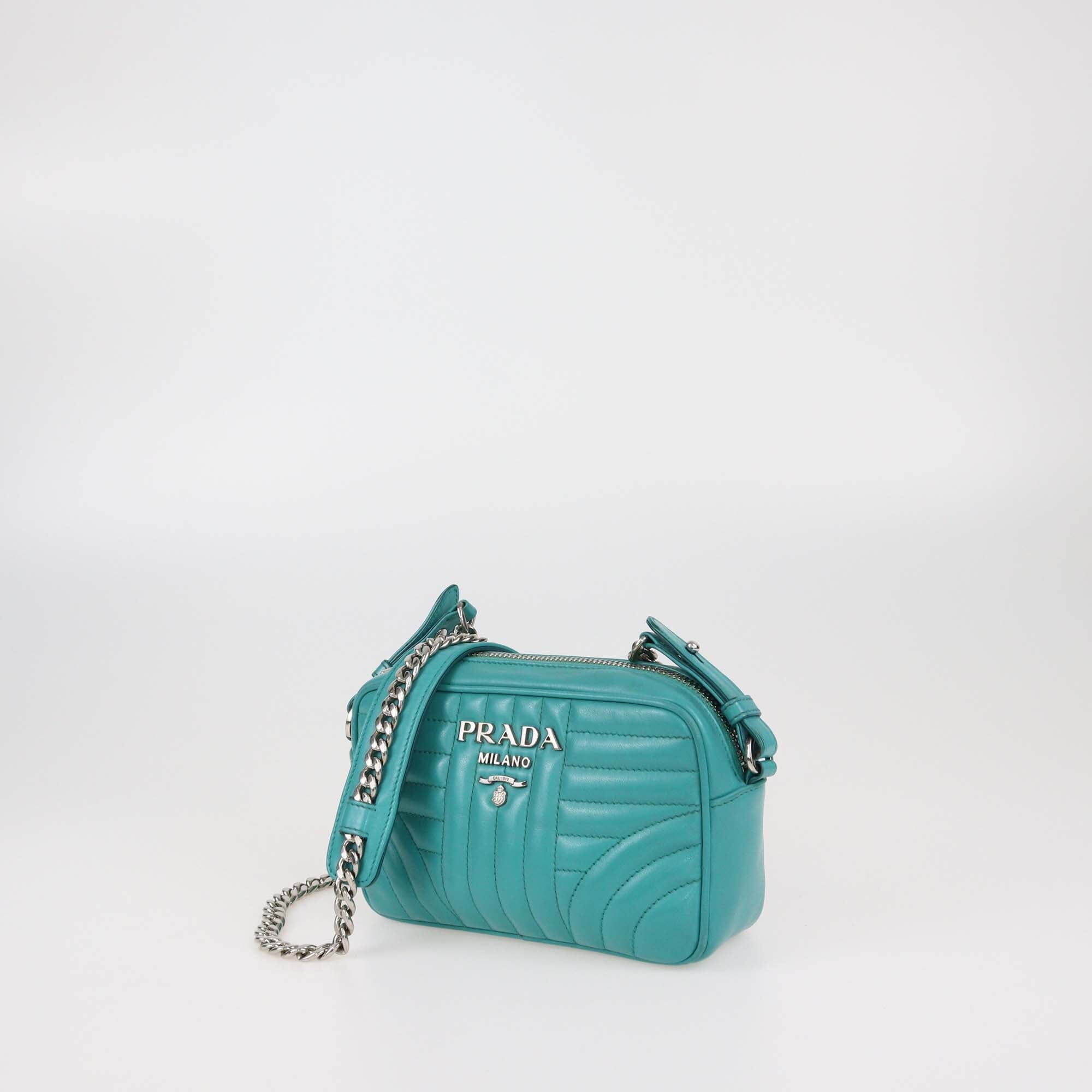 Prada Green Leather Diagramme Camera Crossbody Bag Womens Prada 