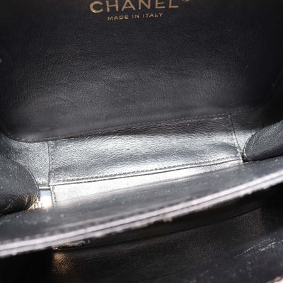 Chanel Navy Blue, Black Quilted Caviar Leather Small Vanity Case Bag