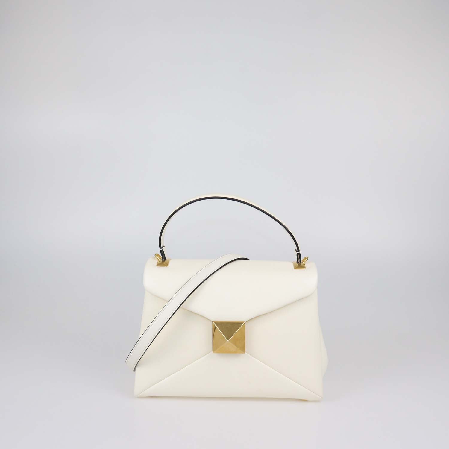 Valentino Ivory Leather Small One Stud Top Handle Bag