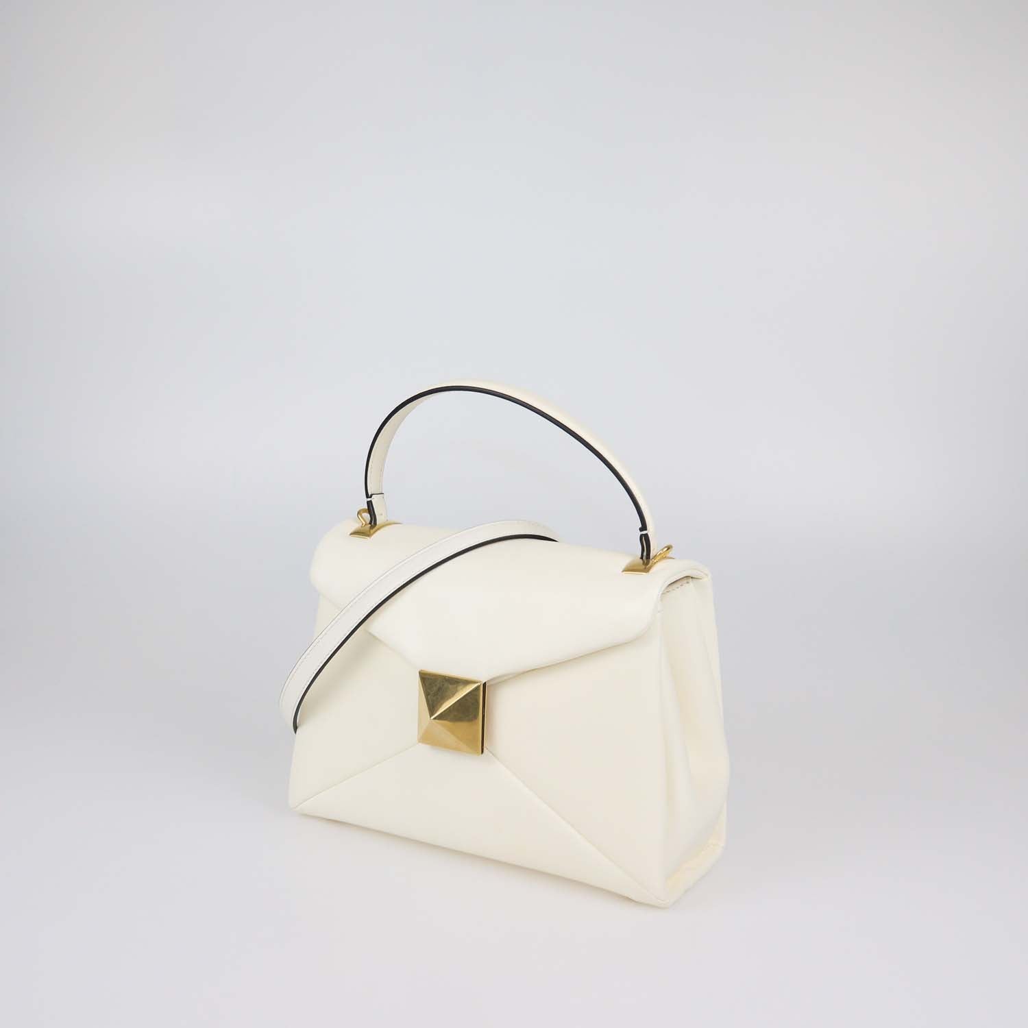 Valentino Ivory Leather Small One Stud Top Handle Bag